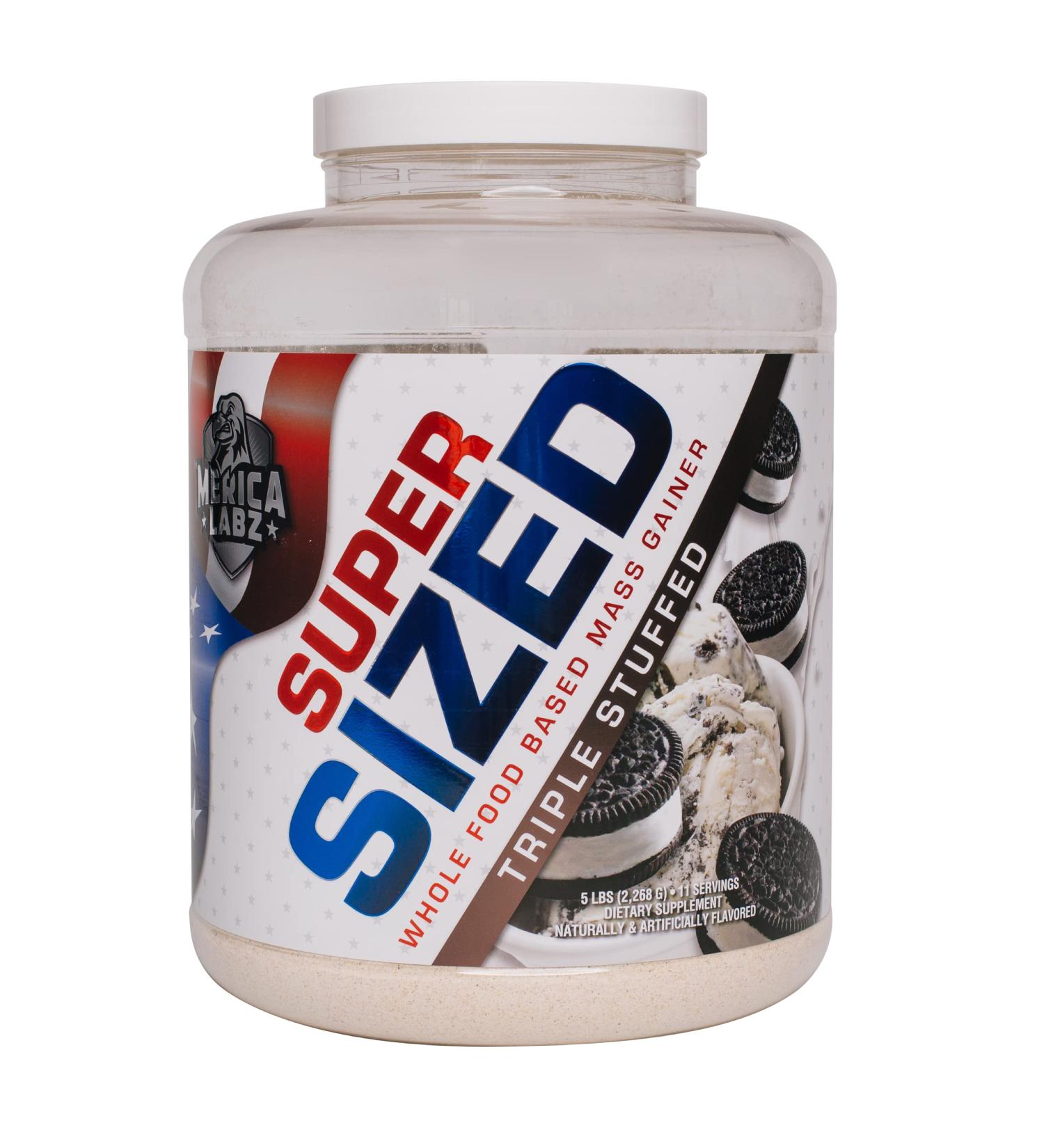 Merica Labz Super Sized Whole Food Based Mass Gainer with 46g of Protein Includes Digestive Enyzmes for Easy Digestion 5 lbs (Triple Stuffed)