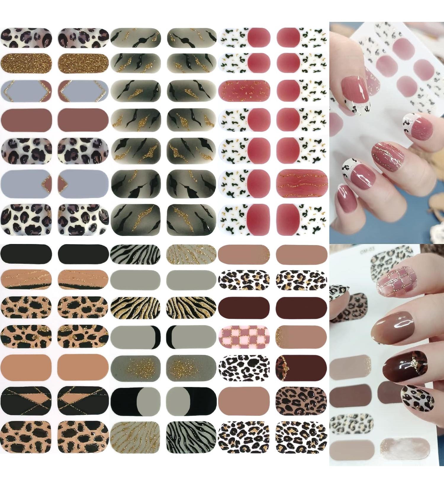 NAILDOKI Nail Stickers 6 Sheets x 14 Pieces Full Wraps Nail Polish Strips Self-Adhesive Gel Nail Art Decals for Women Girls B2-30 - Buy Online on GoSupps.com