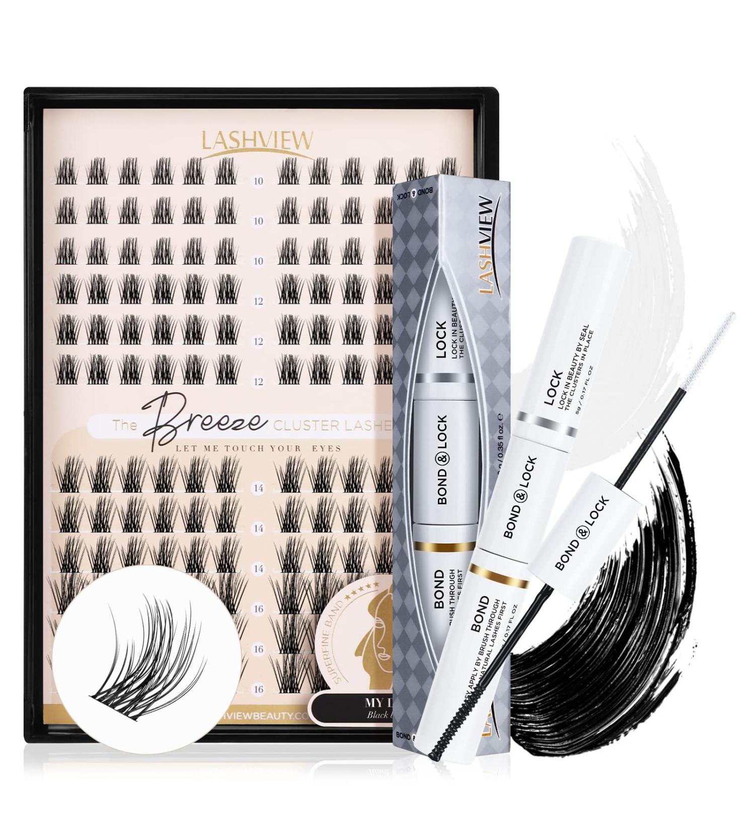 Lash Bond and Seal Cluster Lash Glue + 144 Pcs DIY Cluster Eyelash Extensions | Strong, Gentle, Comfortable Adhesive for All Day Wear - Buy Online on GoSupps.com