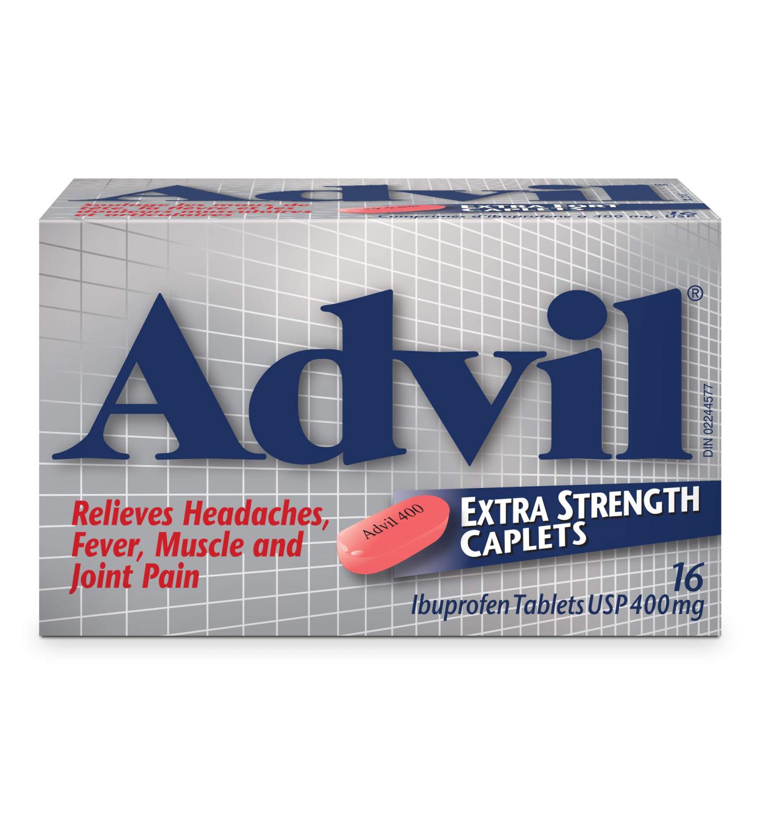 Advil Extra Strength Ibuprofen Pain Relief Caplets Fast Acting Pain Relief for Migraine Back Neck Joint and Muscle Relief 400mg (16 Count) 16 Count (Pack of 1) - Buy Online on GoSupps.com
