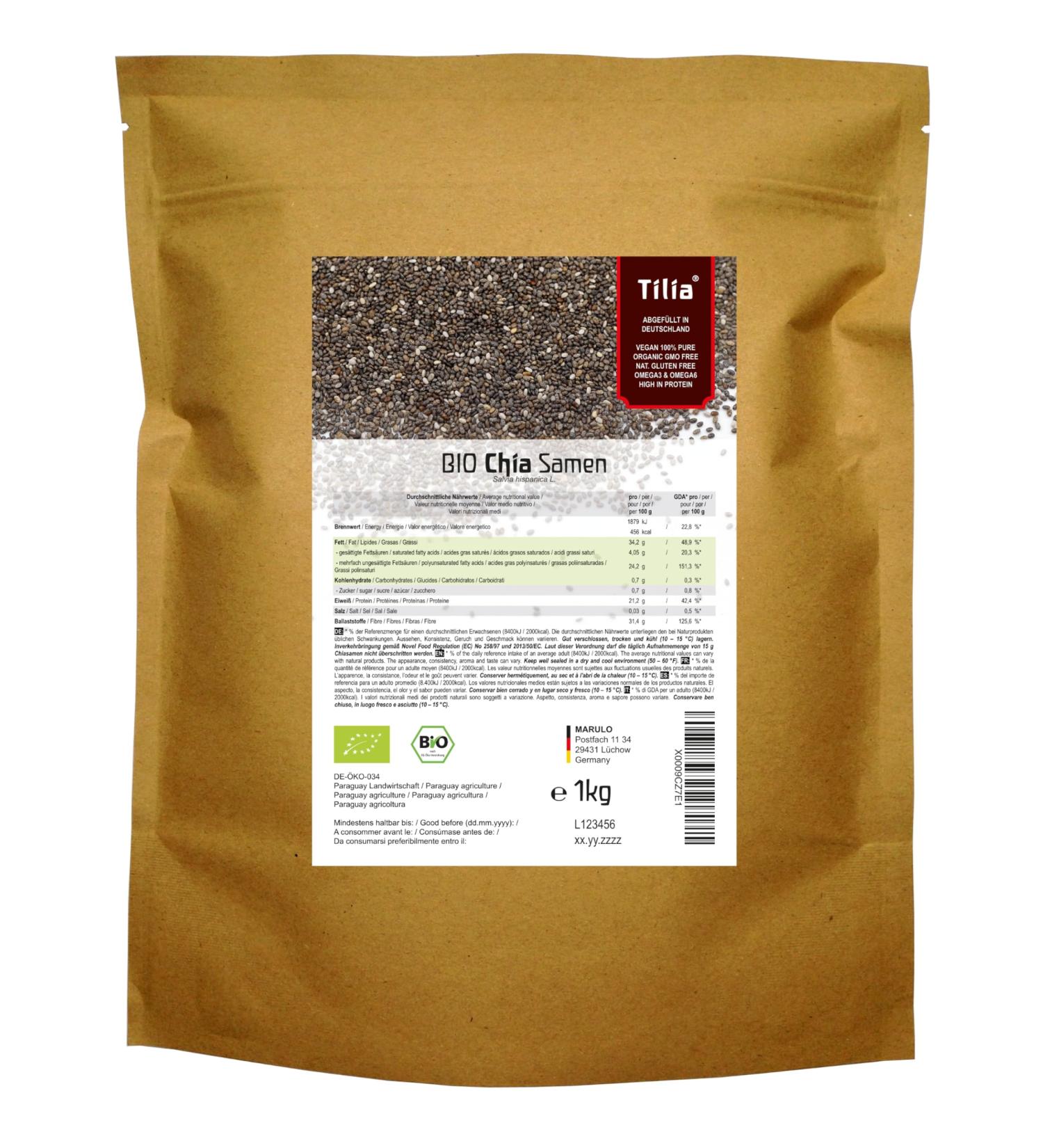 Buy Tilia ORGANIC Chia Seeds 1 kg - Premium Superfood for Health & Wellness | International Shipping Available - Buy Online on GoSupps.com