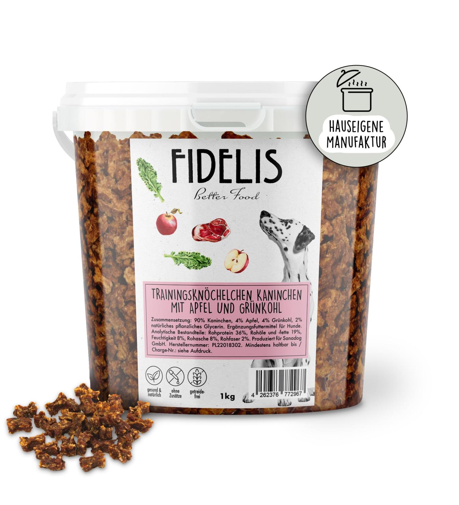 Training Bones for Rabbits with Apple & Kale - 1kg Bucket | Premium Pet Treats for Healthy Pets - Buy Online on GoSupps.com