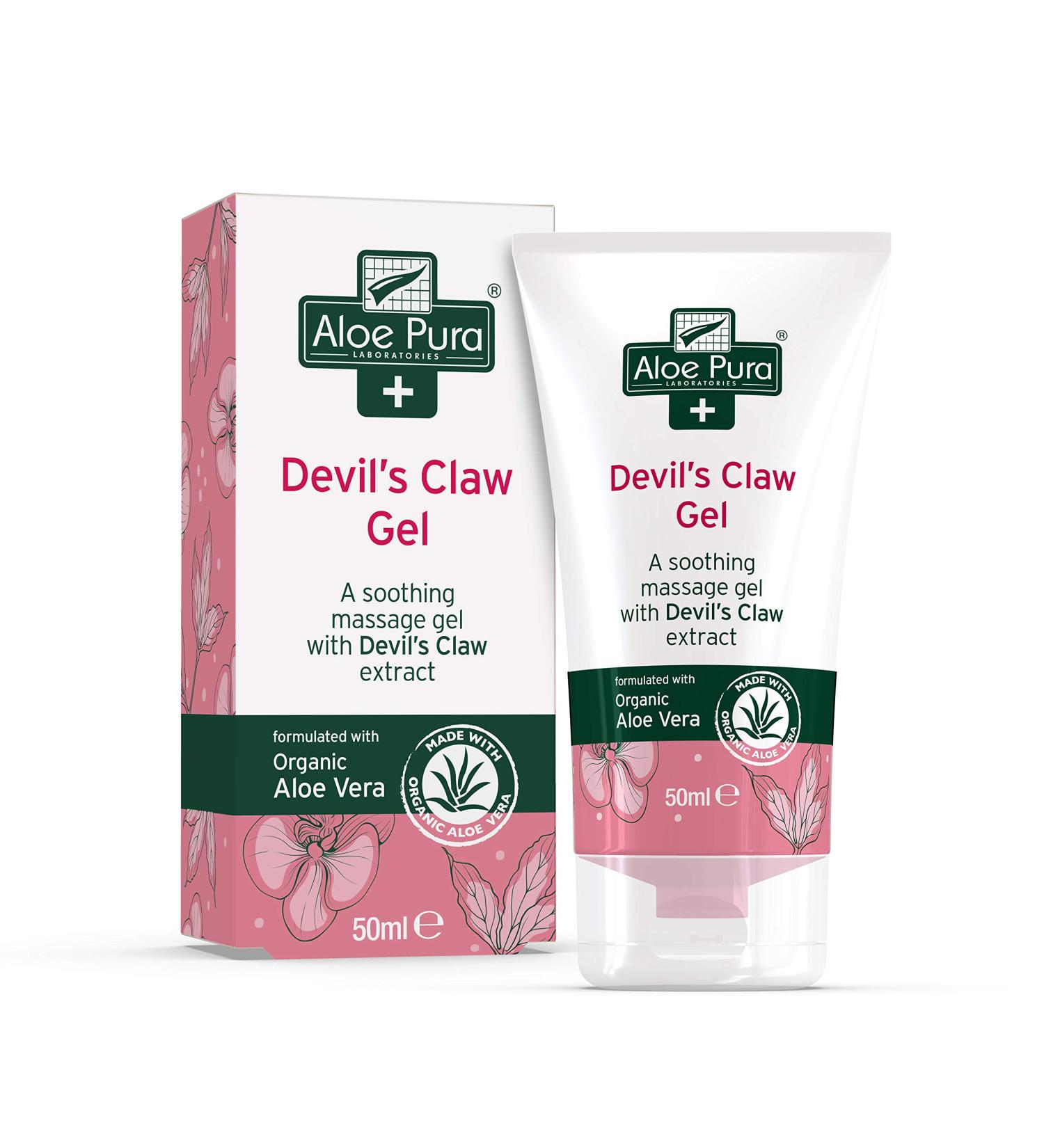 Devil's Claw Gel with Organic Aloe Vera | Natural Vegan Cruelty-Free Soothing Relief | 50ml Aloe Pura - Paraben & SLS Free - Buy Online on GoSupps.com