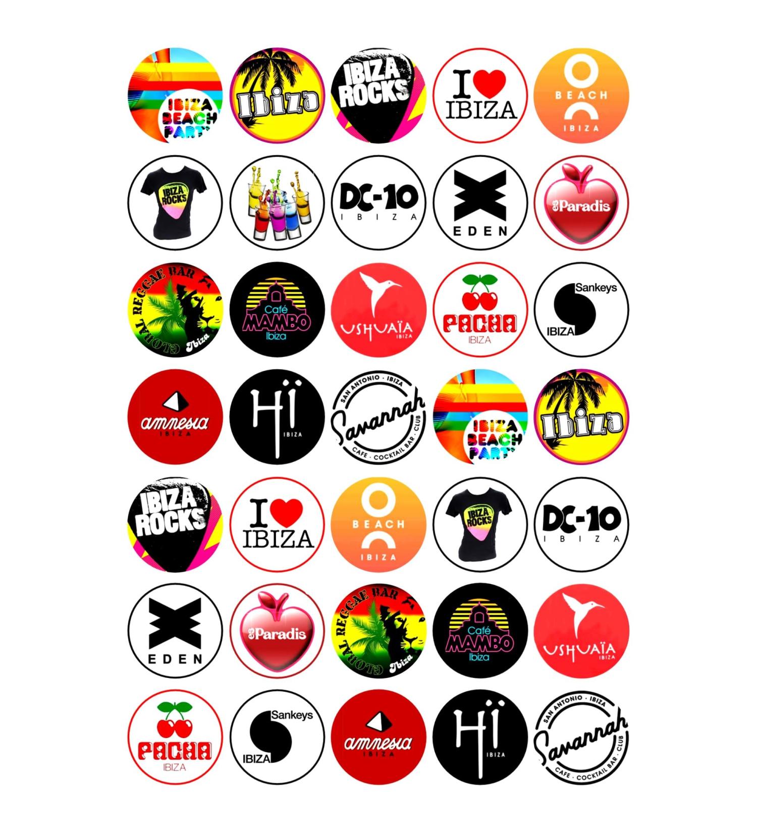 35 x Ibiza Clubs Party Pack Edible Wafer or Icing Cupcake Toppers Nightclub Themed Party Cake Decorations Perfect For Brownies Cookies Muffins & More! (Edible Wafer Card)