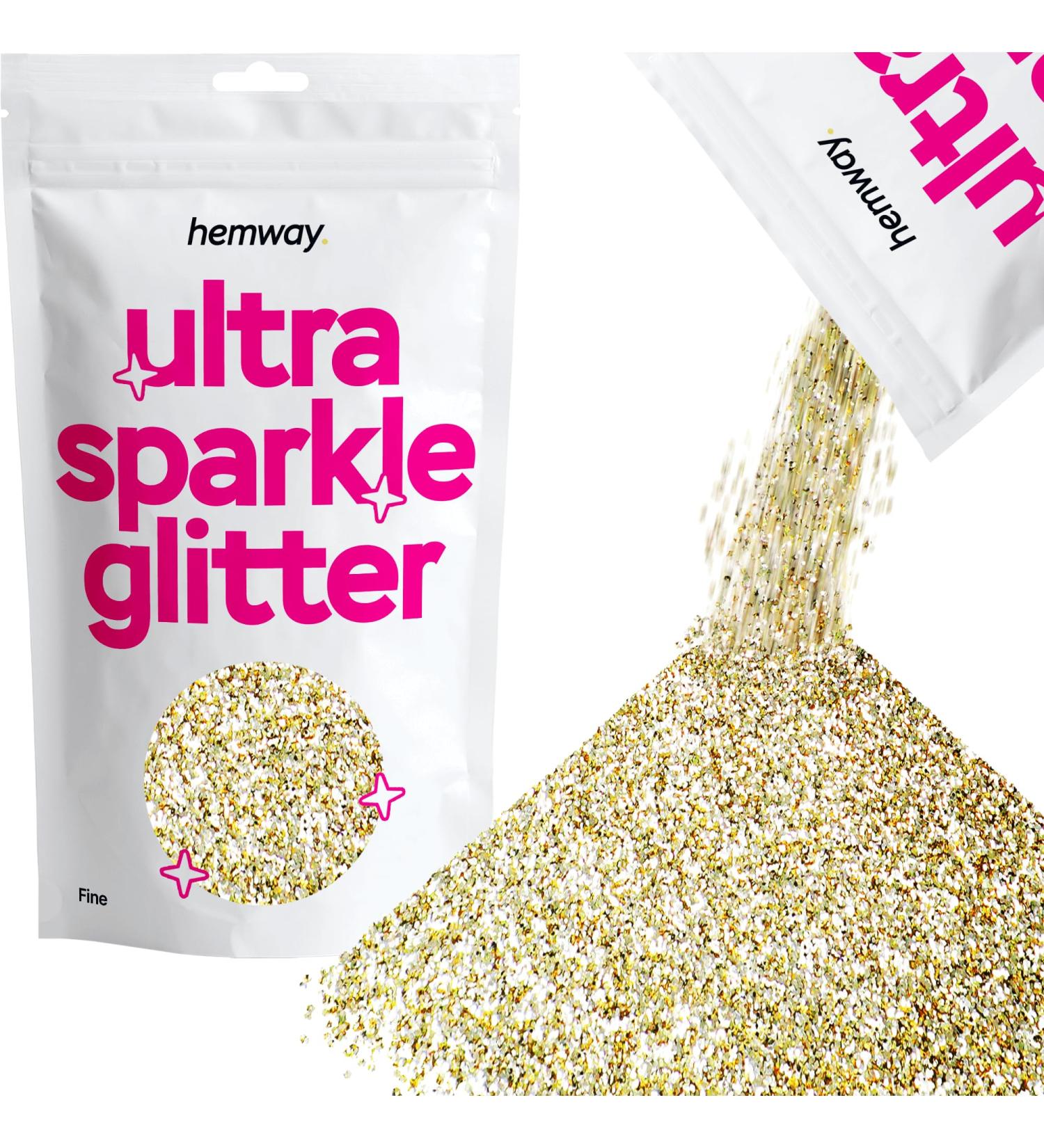 Hemway Fine Champagne Glitter - 100g Cosmetic Safe 1/64 | Premium Champagne Gold Fine Glitter for Crafts & DIY Projects - Buy Online on GoSupps.com