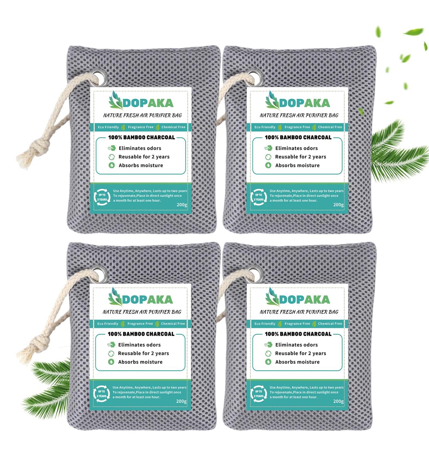 Nature Fresh Activated Charcoal Air Purifier Bags - Odor Eliminator Moisture Absorber & Natural Car Freshener (4 Pack 200g Each) - Perfect for Home Pets Shoes & Closets - Buy Online on GoSupps.com