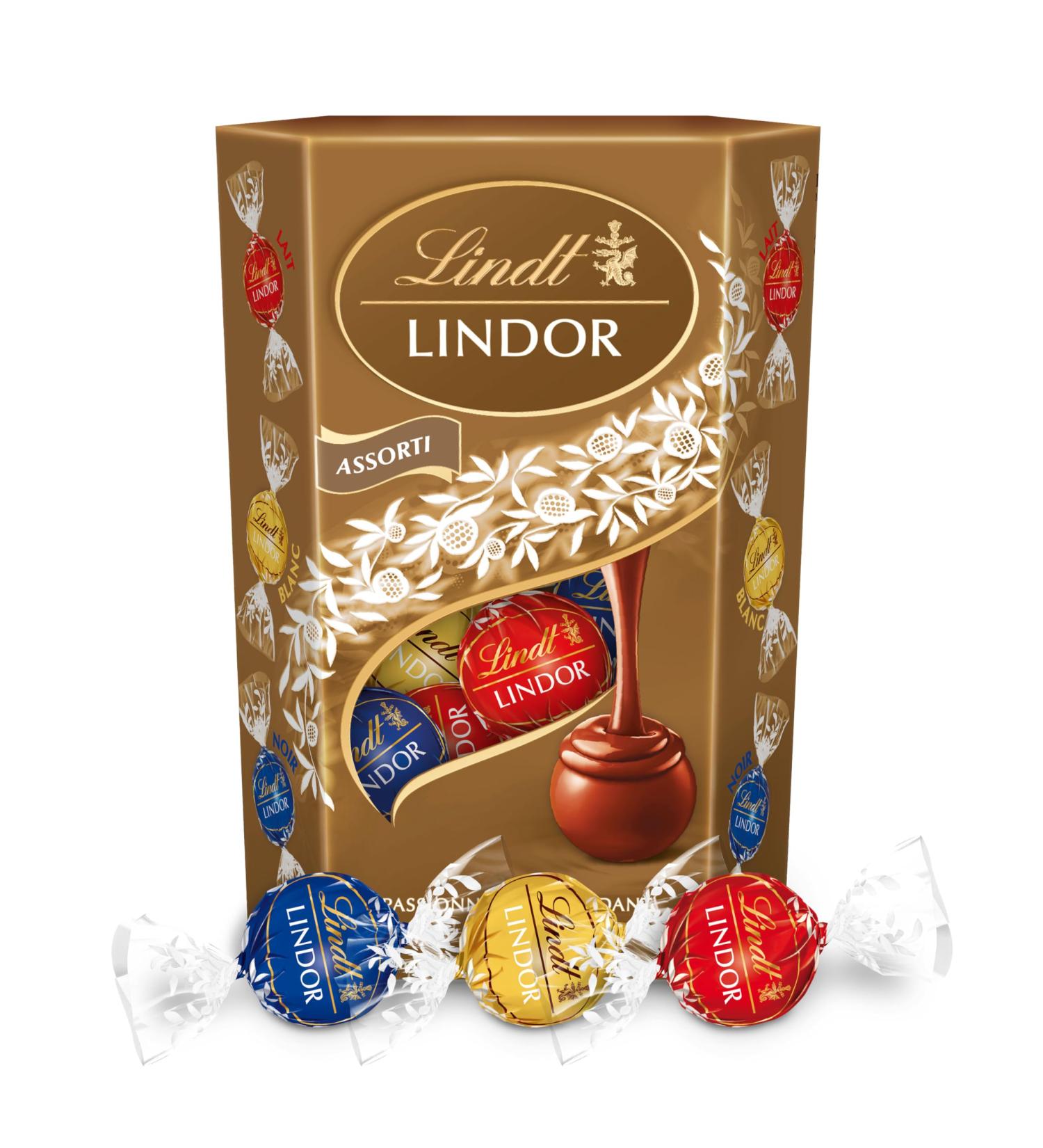 Lindt - Cornet LINDOR - Assortment of Milk Dark and White Chocolates - Soft Heart 200g - Buy Online on GoSupps.com
