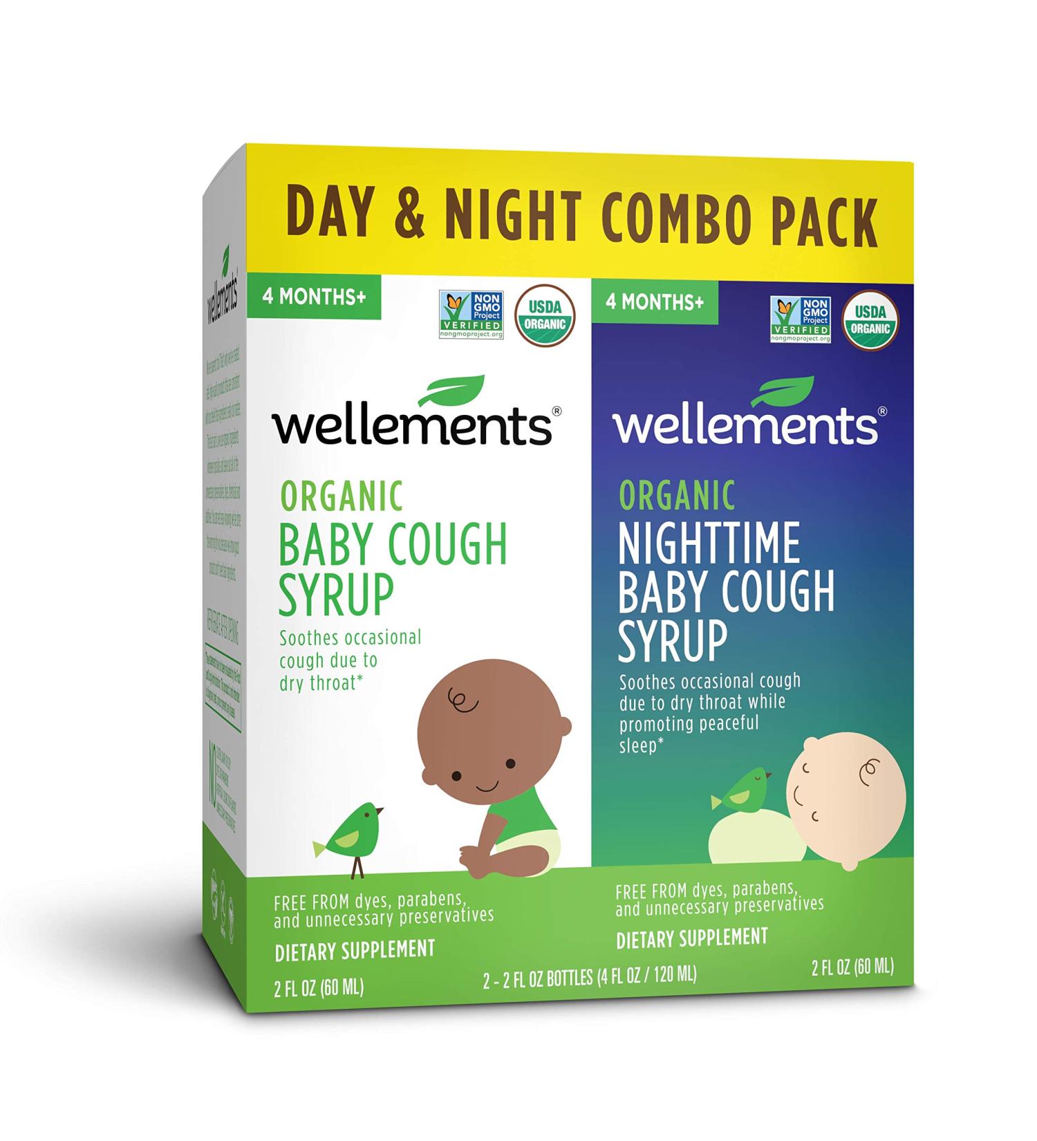 Wellements Organic Baby Cough Syrup Combo Pack | Day & Night Cough Relief for Babies 4+ Months | USDA Organic | (2) 2 Fl Oz Bottles - Buy Online on GoSupps.com