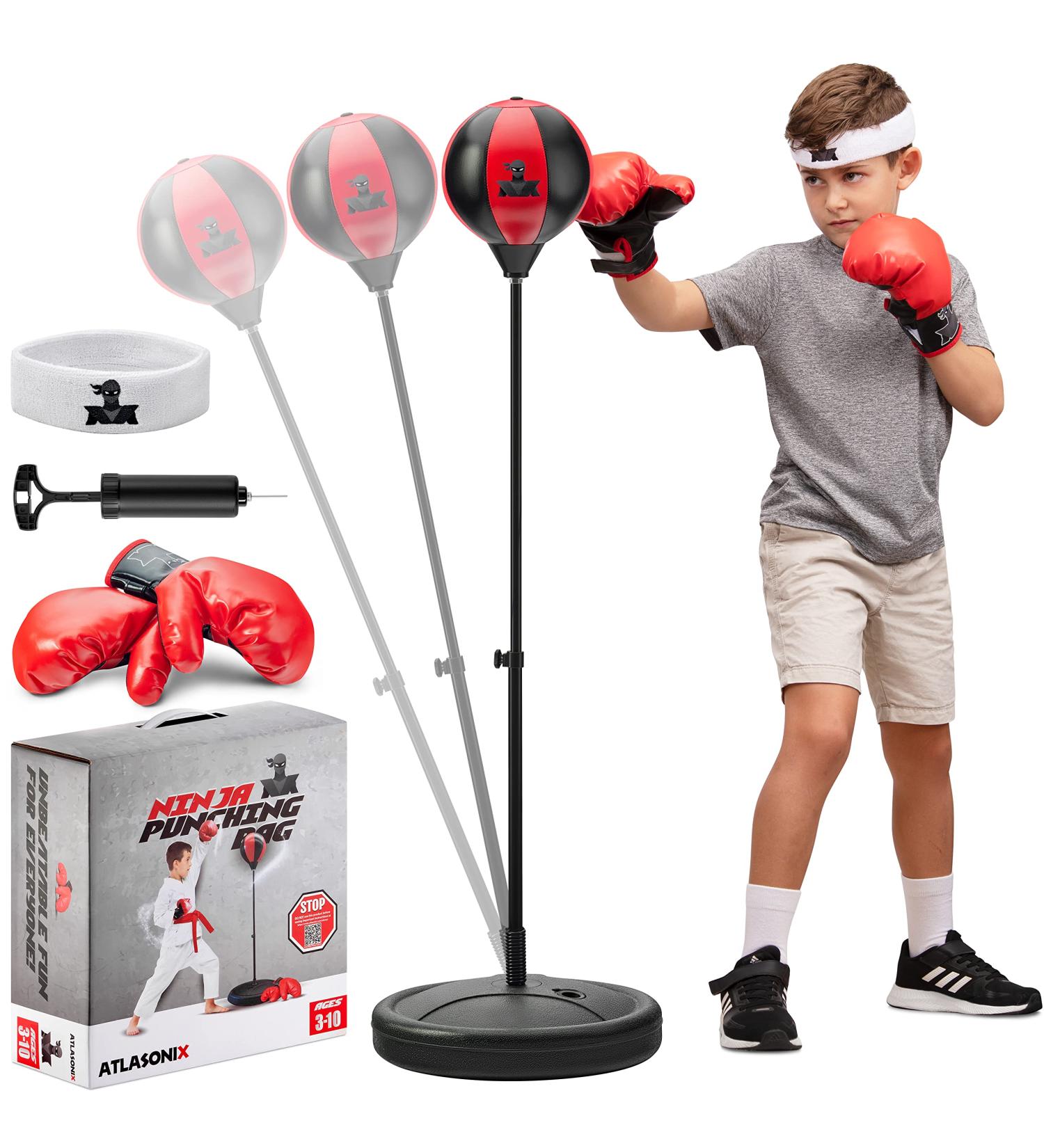 Atlasonix Kids Punching Bag Set with Gloves & Headband | Adjustable Boys & Girls Age 3-10 | Karate & Martial Arts Training - Buy Online on GoSupps.com