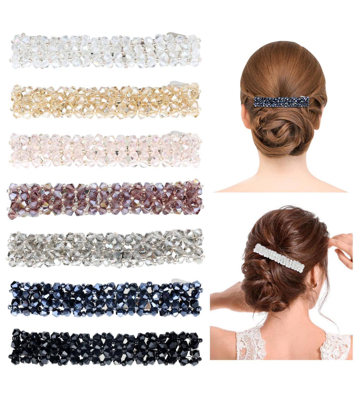 Dizila 7 Pack Korean Sparkly Crystal Hair Barrettes - Decorative Rhinestone Gems French Hair Clips for Women & Girls - Buy Online on GoSupps.com