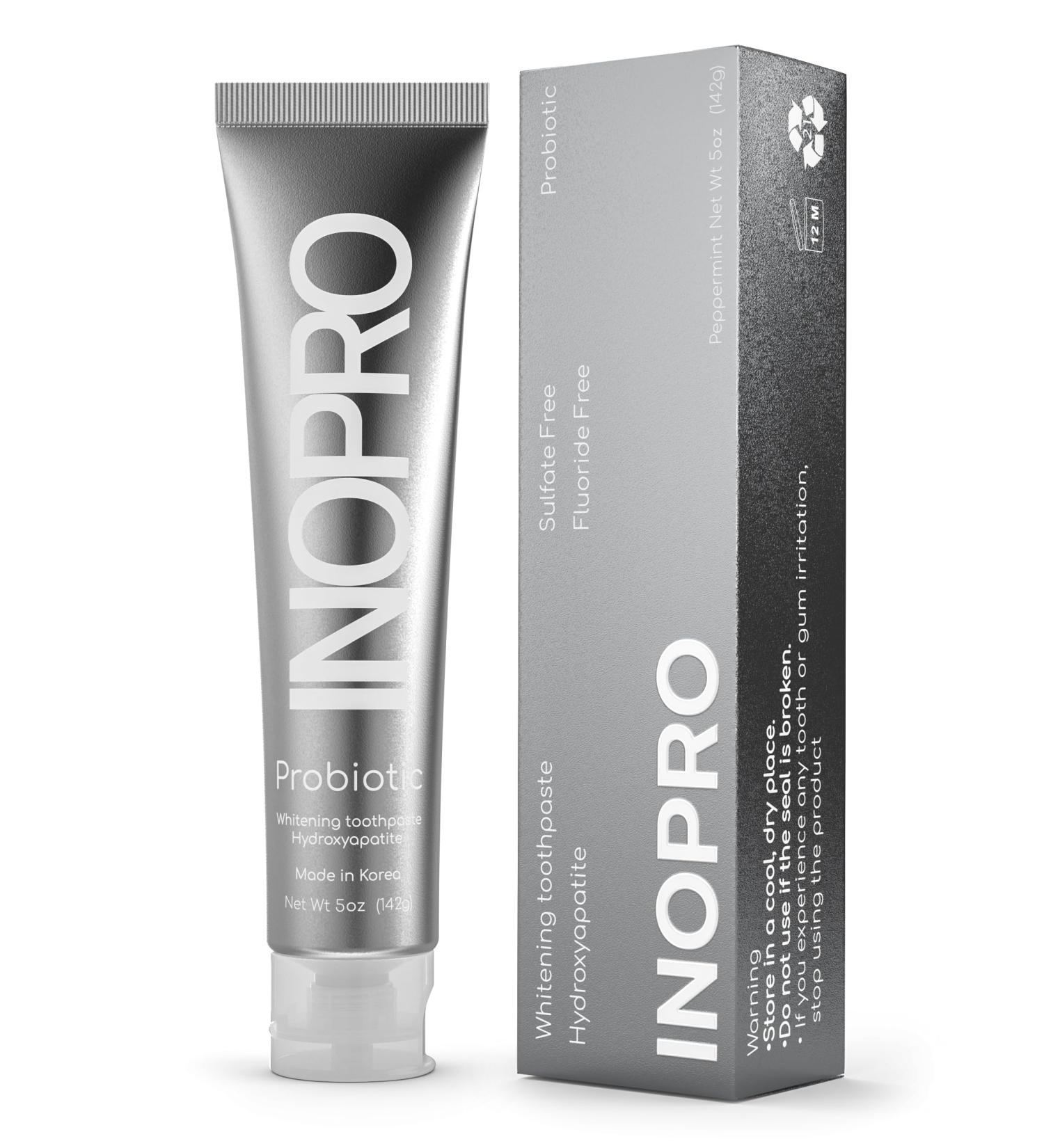 InoPro Whitening Hydroxyapatite Toothpaste with Probiotic for Sensitive Teeth Fluoride Free Enamel Repair Remineralizing Toothpaste SLS Free Baking Soda Coconut Oil 5oz - Buy Online on GoSupps.com