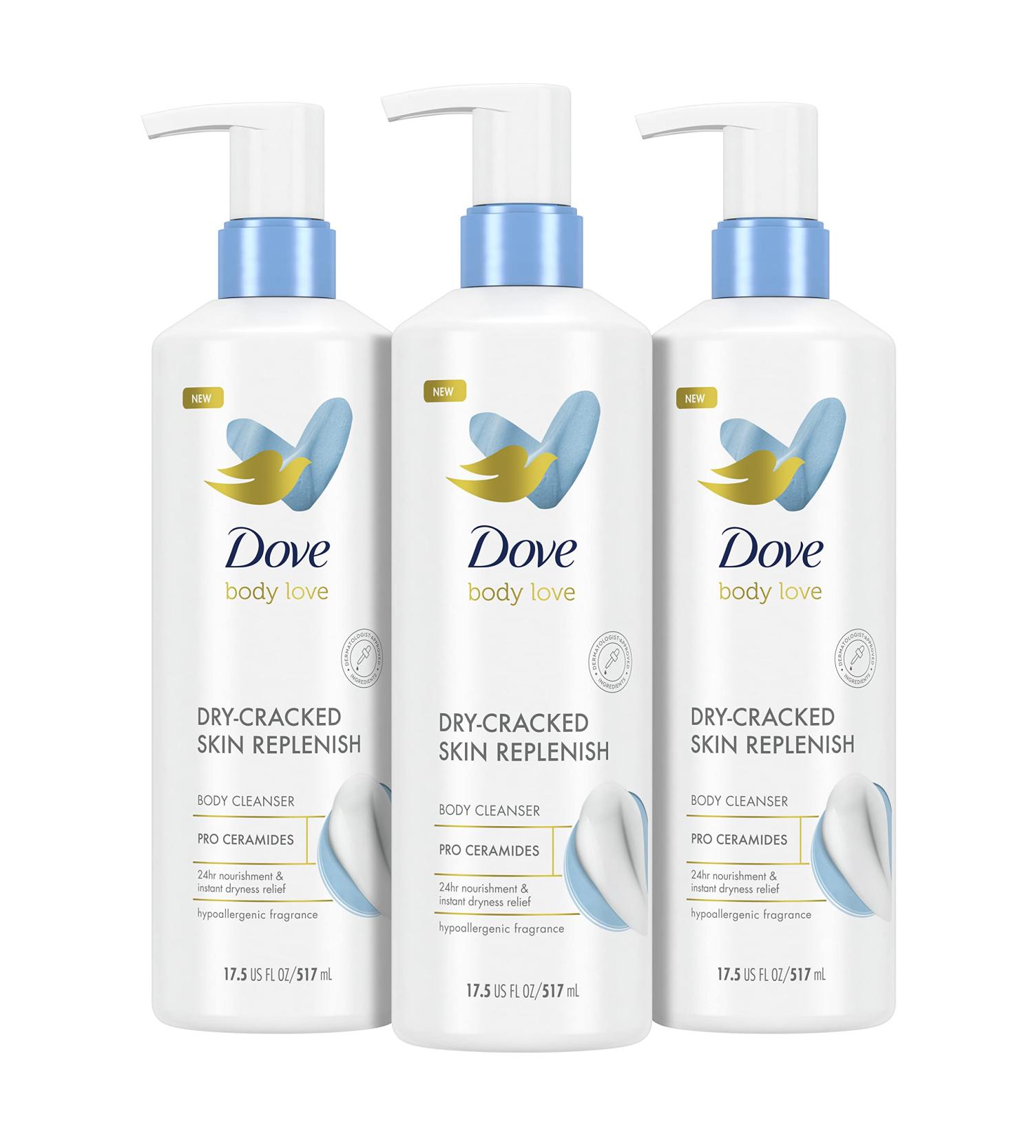 Dove Body Love Body Cleanser 3 Pack - Dry-Cracked Skin Replenish - 24 Hour Nourishment - Pro Ceramides - 17.5 oz - Buy Online on GoSupps.com