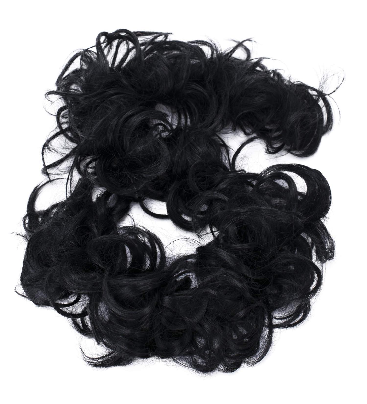 CAISHA XXL Hairpiece Scrunchy Updo | Voluminous Curly Messy Bun Black #1B | Bridal Hairstyle HW6 - Buy Online on GoSupps.com