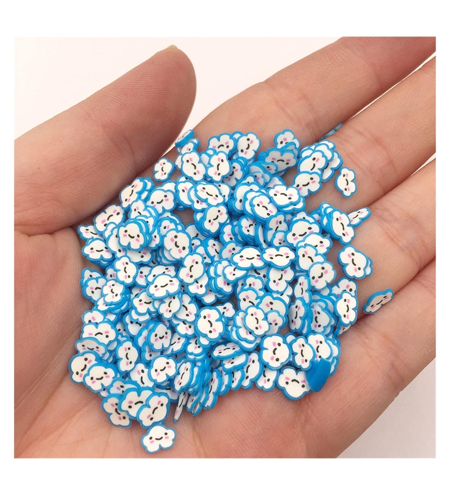 NIANTU108 50g 5 * 6mm Cartoon Cloud Slices Charms Supplies Polymer Soft Clay Sprinkles for Crafts DIY Nail Art Decorations Gift (Color : Blue)