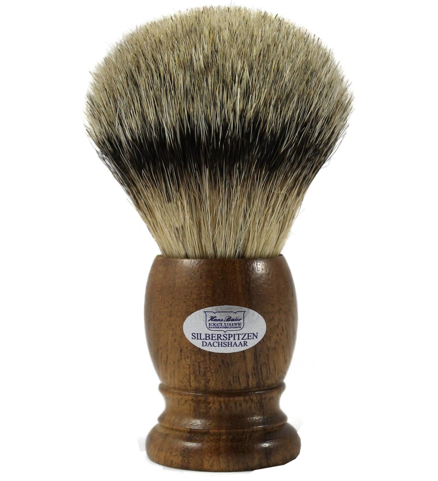 Hans Baier Exclusive XXL Shaving Brush Silver Tip Walnut Wood - Size 5