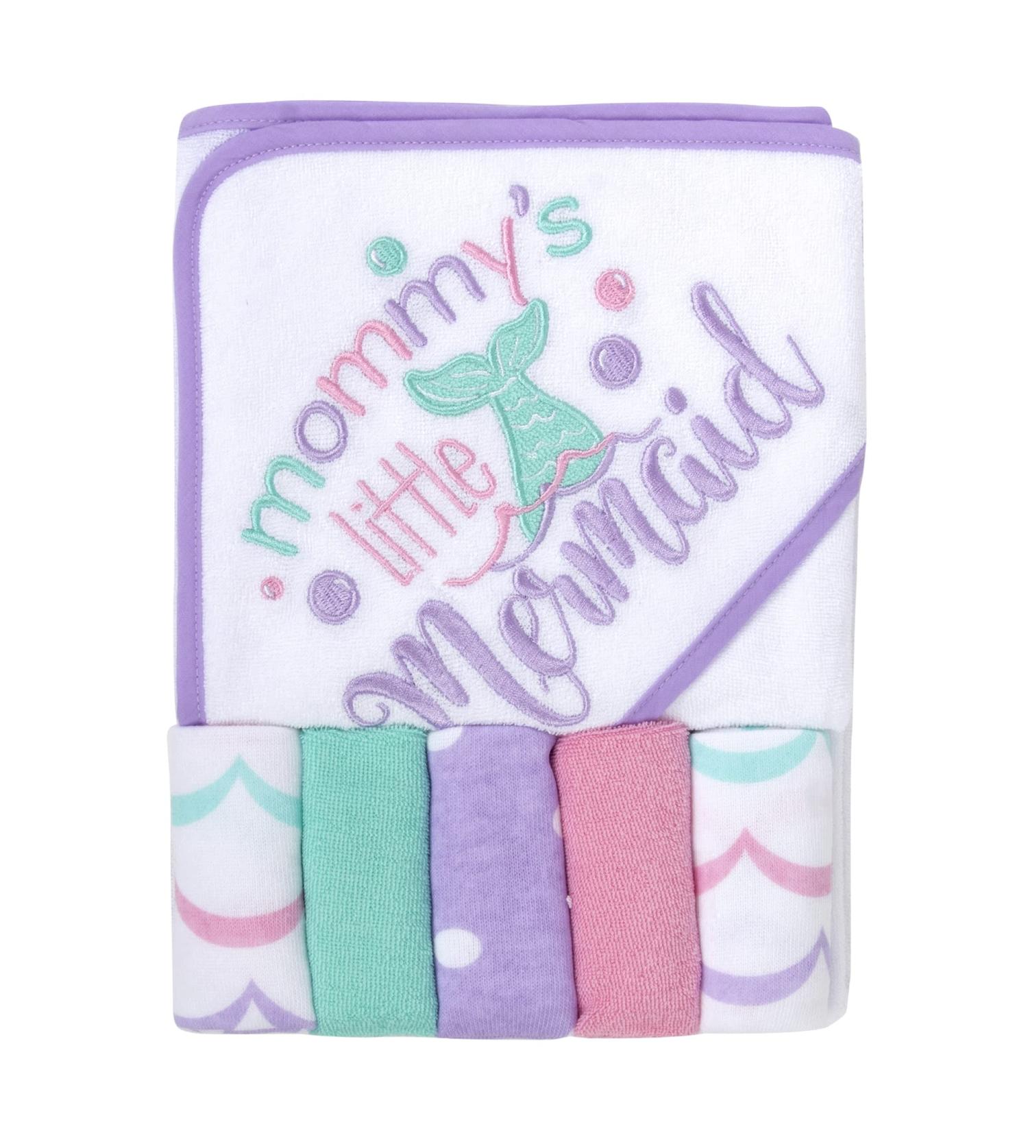 Mommy's Mermaid Baby Hooded Towel and Washcloth Set - Unisex 6-12 Months - Buy Online on GoSupps.com