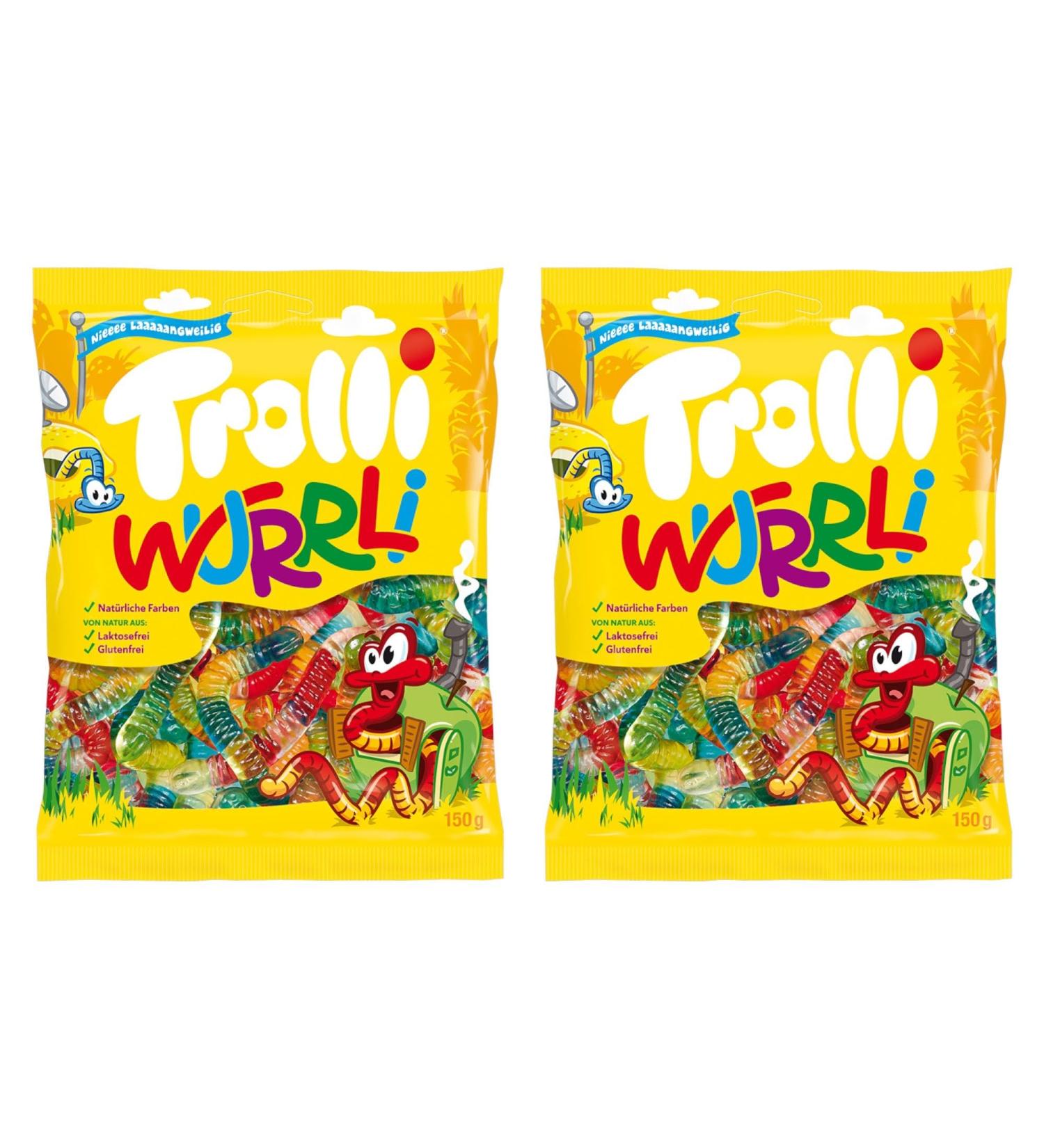 Trolli Wurrli Gummy Sweet Worms 6 Irresistible Gummy Fruity Flavours 150g - 2x Share Bags - Buy Online on GoSupps.com