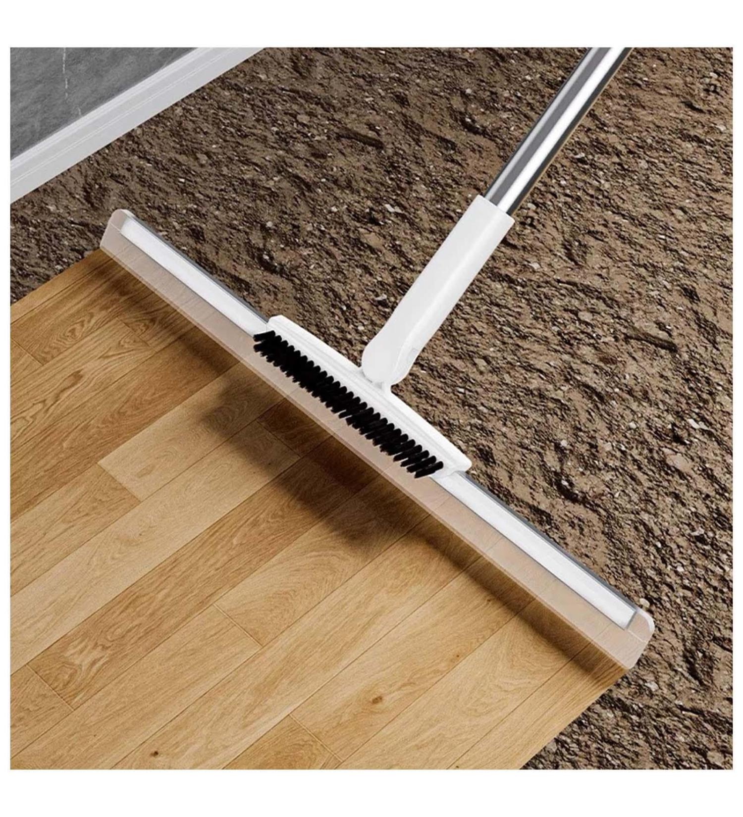 RRRYYYZZ Floor Squeegee for Concrete Floor 2 in 1 Scrape and Heavy-Duty Stiff Bristle Scrubber Brush Air Broom Squeegee for Floor Cleans Glass Fine Dust Hair Liquids - Buy Online on GoSupps.com