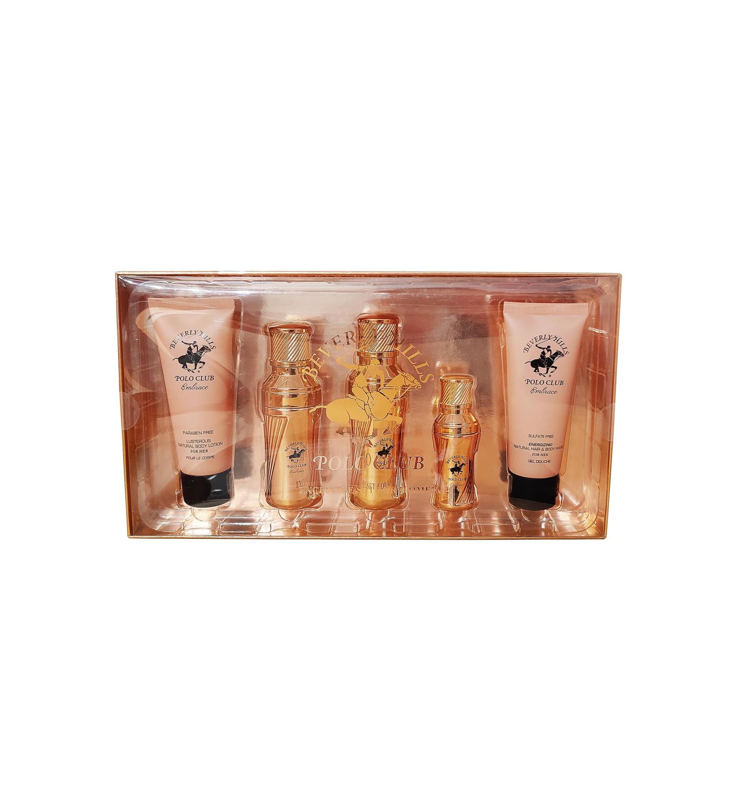 Beverly Hills Polo Club BHPC Embrace Women's Exclusive 5 Piece Set Fragrance Collection with Natural Body Lotion Eau de Parfum (1.7oz & 0.5oz) and Hair Body Wash - Perfect Holiday Gift for Her - Buy Online on GoSupps.com