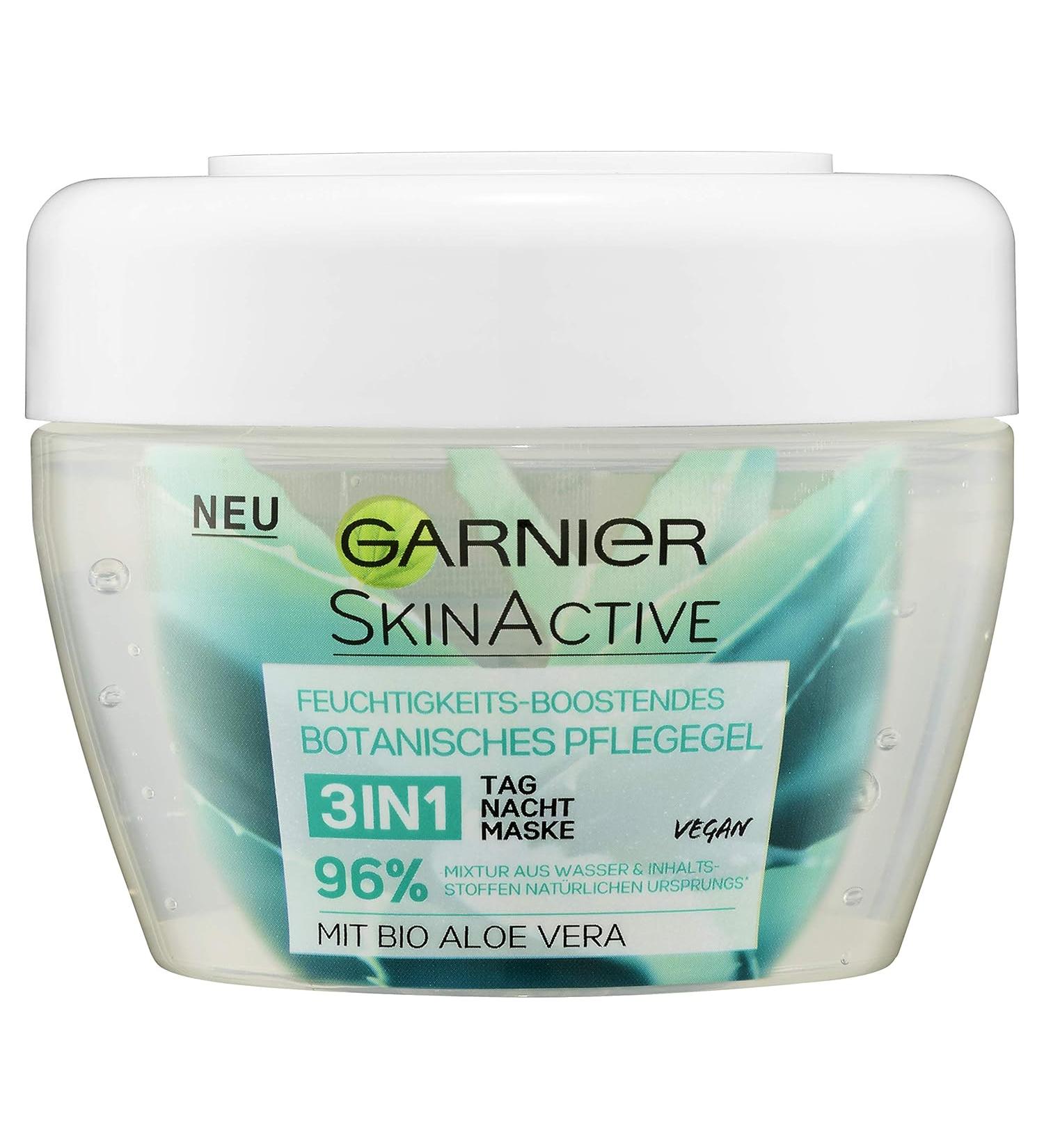 Garnier Moisturising Botanical Care Gel 3-in-1 Day / Night Care and Mask with Organic Aloe Vera, Intensive Moisturising, Pack of 2 (2 x 150 ml) - Buy Online on GoSupps.com