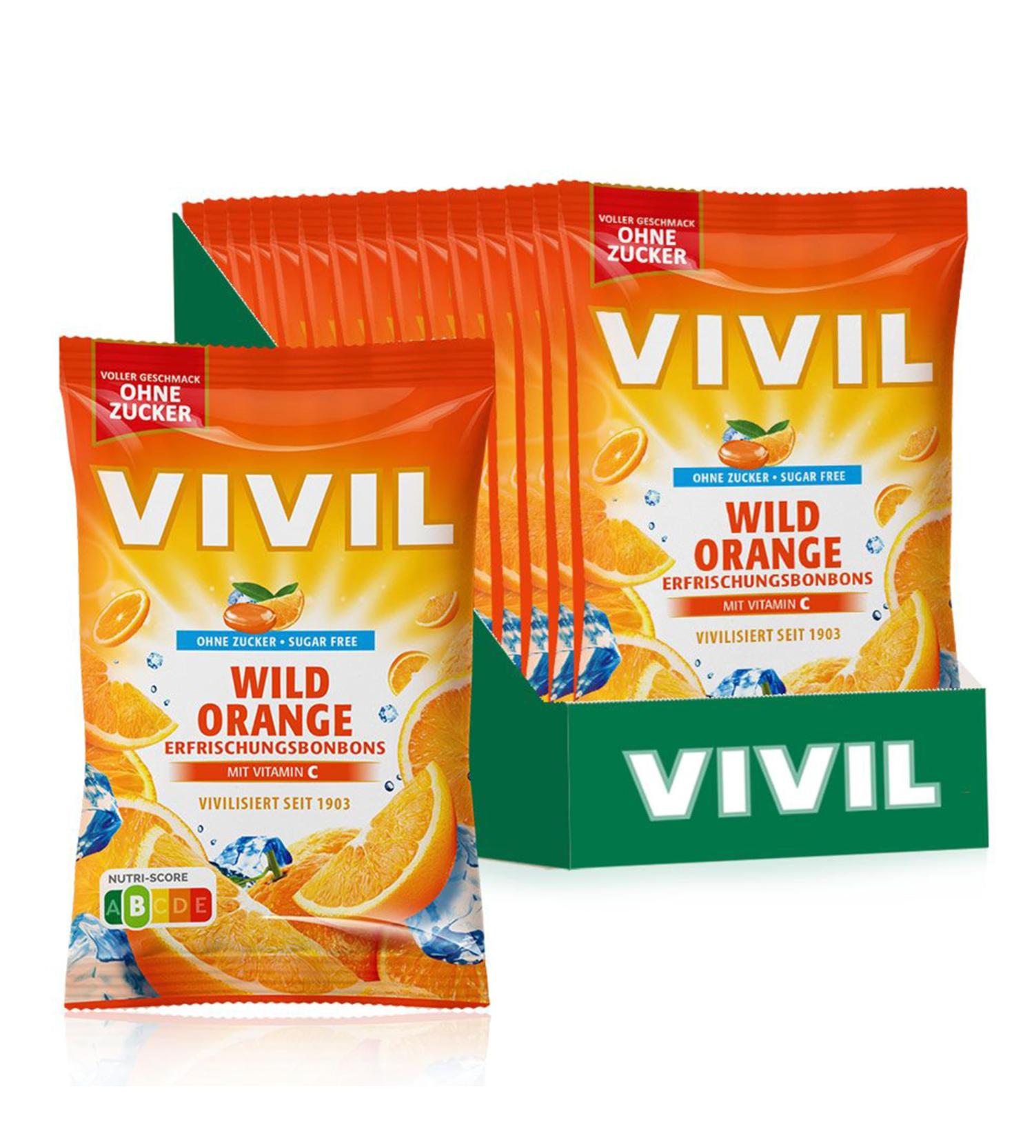  Vivil Wild Orange Candies with Vitamin C - Sugar-Free Vegan 15 Bags (120g Each) - Refreshing Orange Flavor for International Shipping  - Buy Online on GoSupps.com