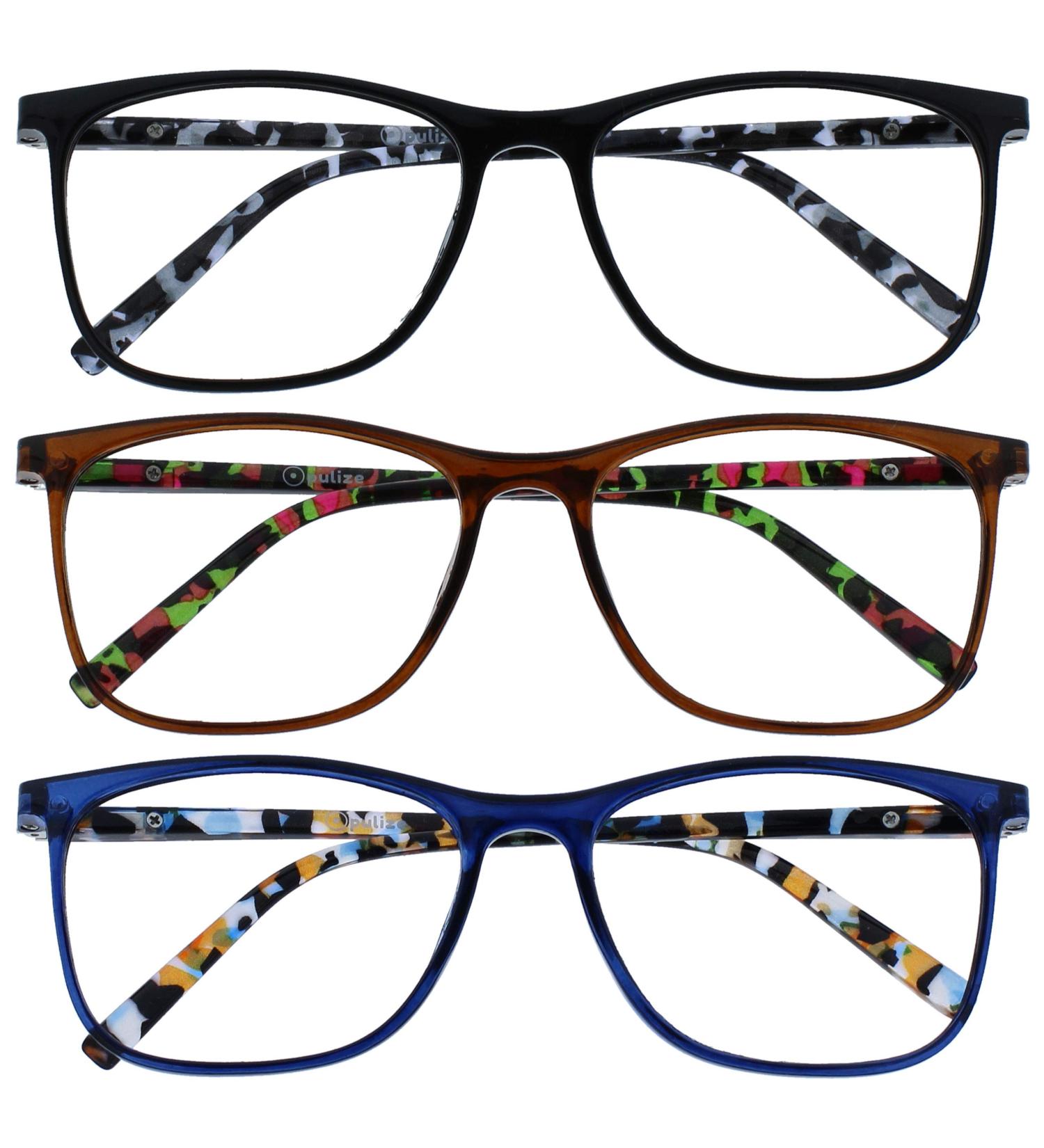 Buy Opulize Unisex Arc Reading Glasses (Pack of 9) - +2.00 Diopters in Black Brown & Blue | International Shipping Available - Buy Online on GoSupps.com