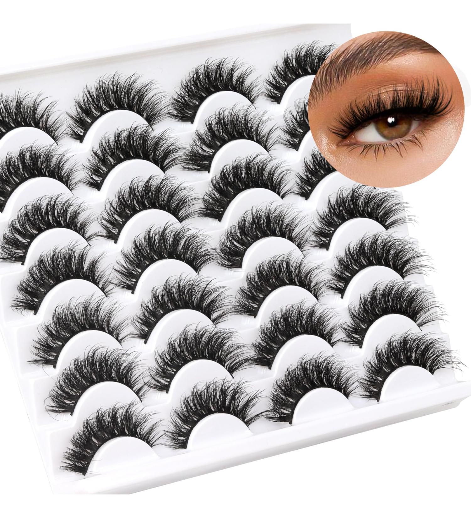 Ahrikiss Fluffy Cat Eye False Eyelashes - 14 Pairs Natural Volume 17mm Lightweight Curly Lashes - P01 14P-P01 for Stunning Eyes - Buy Online on GoSupps.com