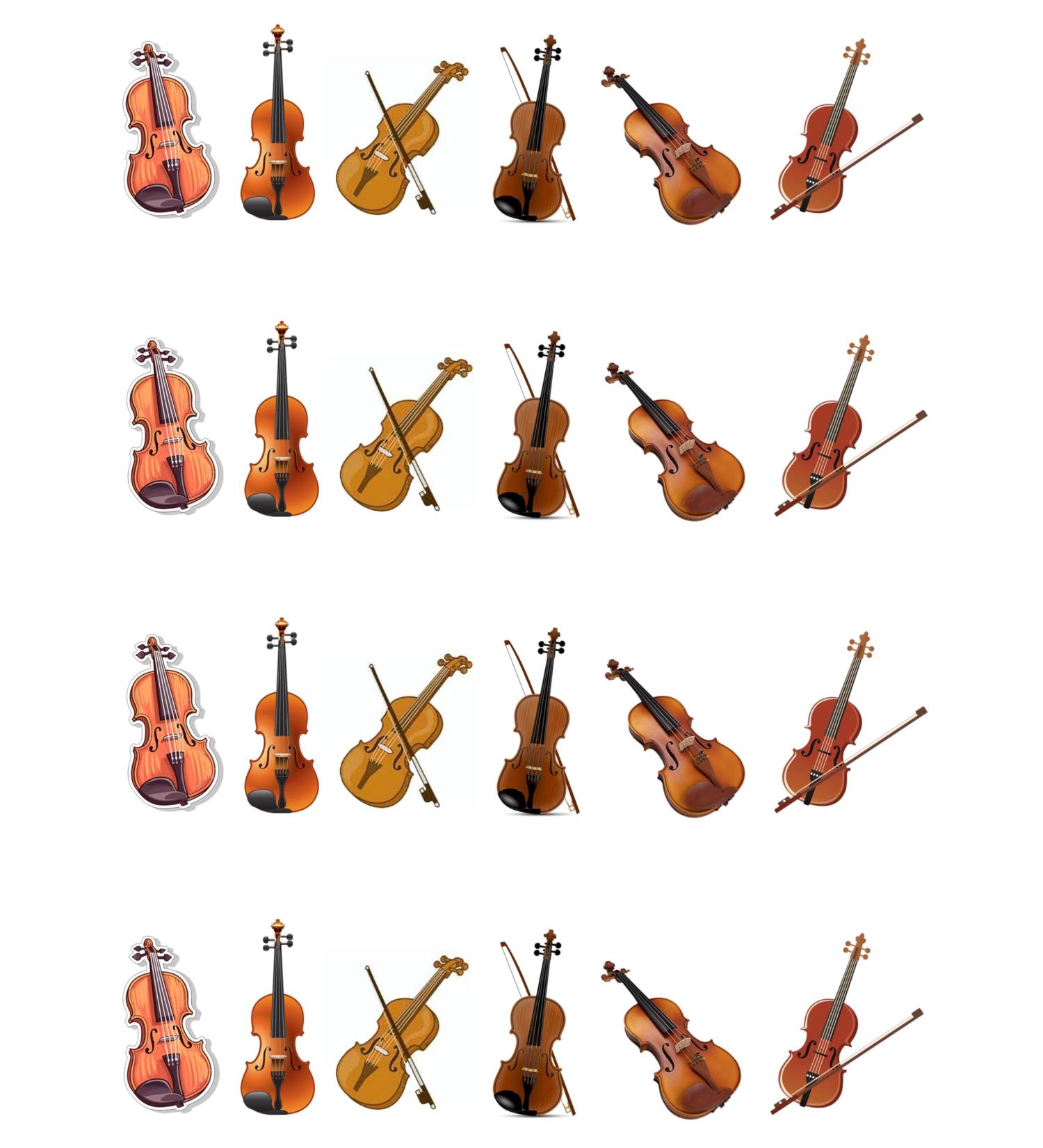 24 Stand Up Violins Musical Instrument Themed Edible Wafer Paper Cake Toppers Decorations