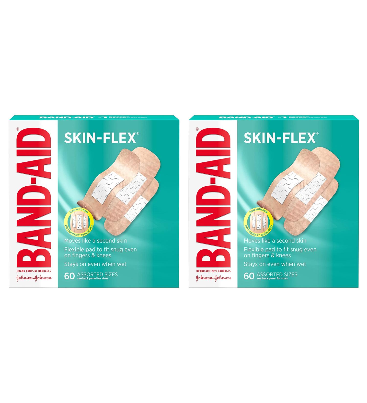 Band-Aid Skin-Flex Adhesive Bandages for First Aid - 60 Count Twin Pack - Buy Online on GoSupps.com