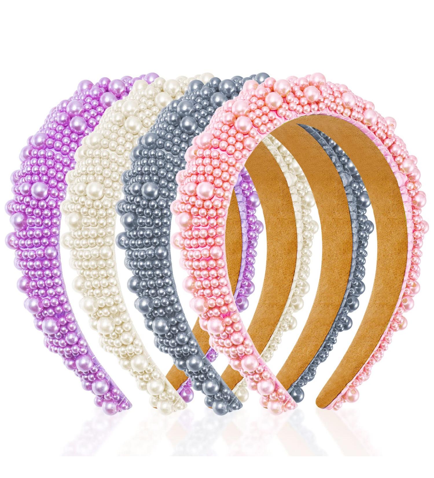 Beaded Faux Pearl Headband Set - Bridal Wedding Hair Accessories for Women - Buy Online on GoSupps.com