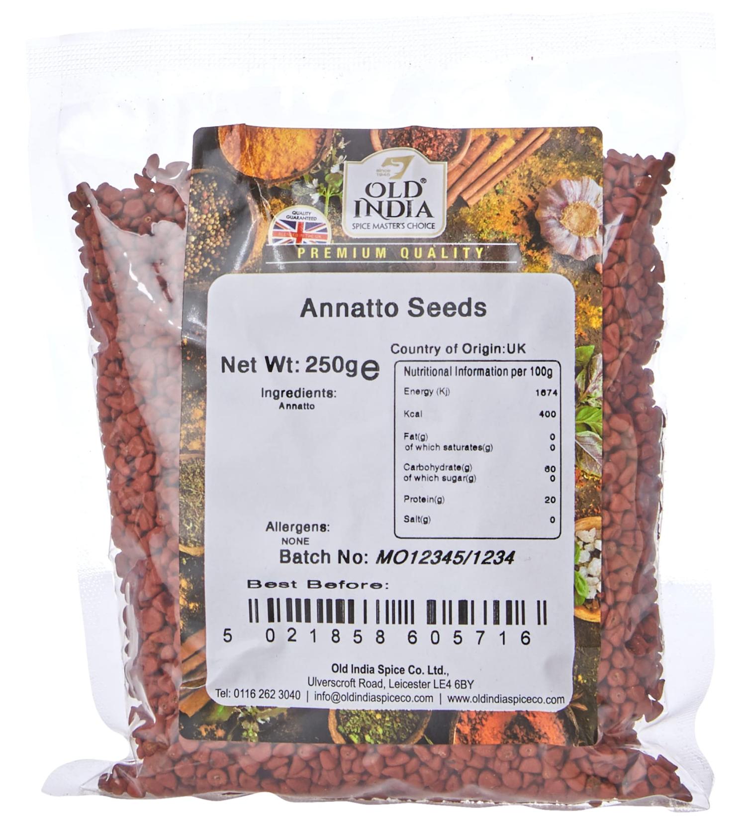 Old India Annatto Seeds 250g - Natural Red Food Coloring - Pack of 1 - Buy Online on GoSupps.com