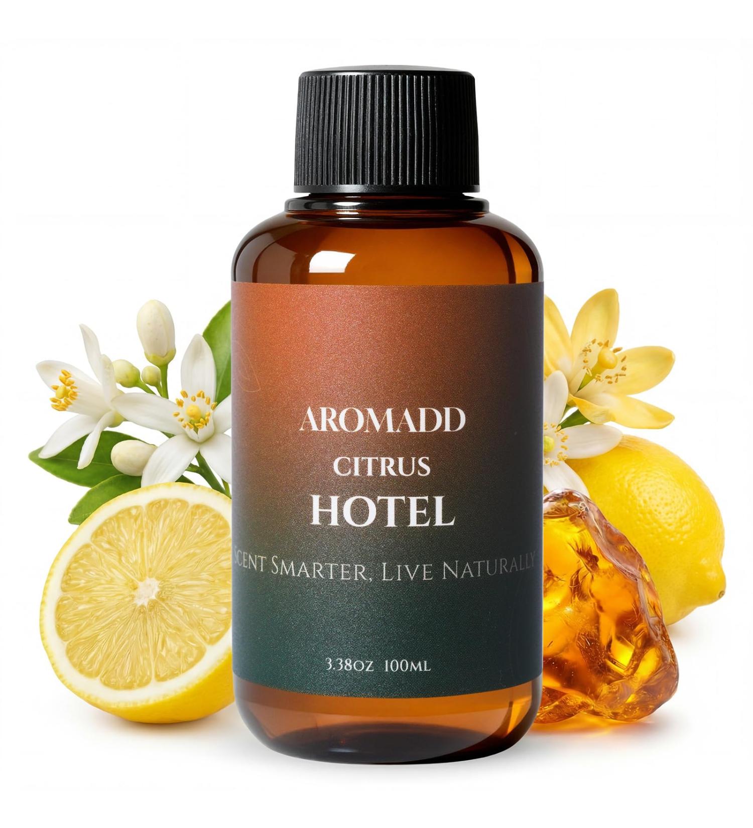 Aromadd Citrus Hotel Diffuser Oil Inspired by Luxury Hotel Scent, Essential Oils for Waterless Diffuser, Luxury Lemon & Bergamot, Long-Lasting & Natural Home Fragrance - 3.38 fl oz (100 mL) Citrus Hotel 3.38 Fl Oz (Pack of 1) - Buy Online on GoSupps.com