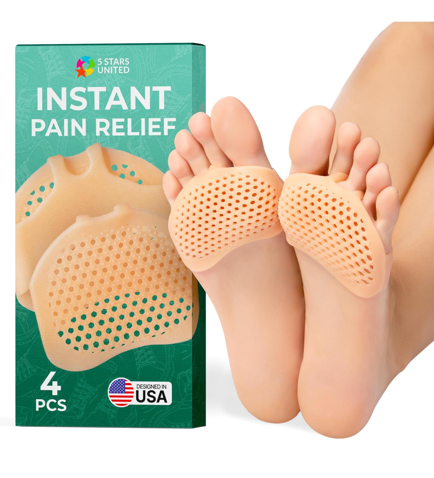 Metatarsal Pads - 2 Pairs Soft Gel Forefoot Cushions for Women & Men | Pain Relief & Comfort | Reusable Breathable Sleeve Pads - Buy Online on GoSupps.com