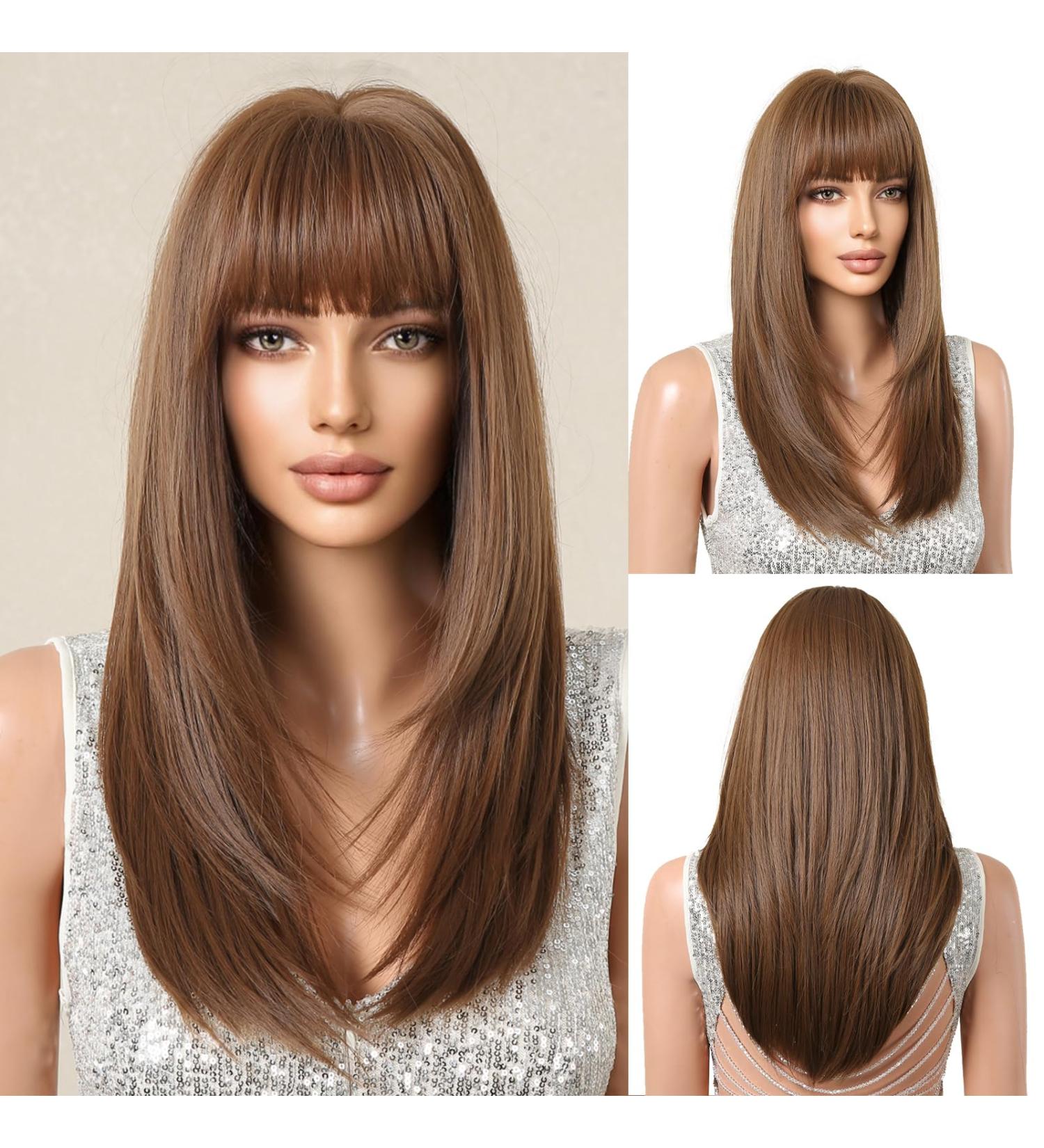 Oefei Brown Long Straight Pony Wig - Synthetic Hair for Women | Cosplay & Daily Party Use - Buy Online on GoSupps.com