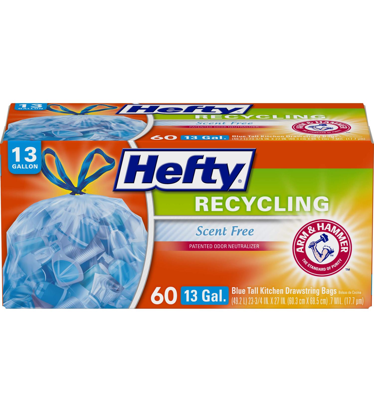 Hefty Recycling Trash Bags, 13 Gallon, 60 Count - Blue - Buy Online on GoSupps.com