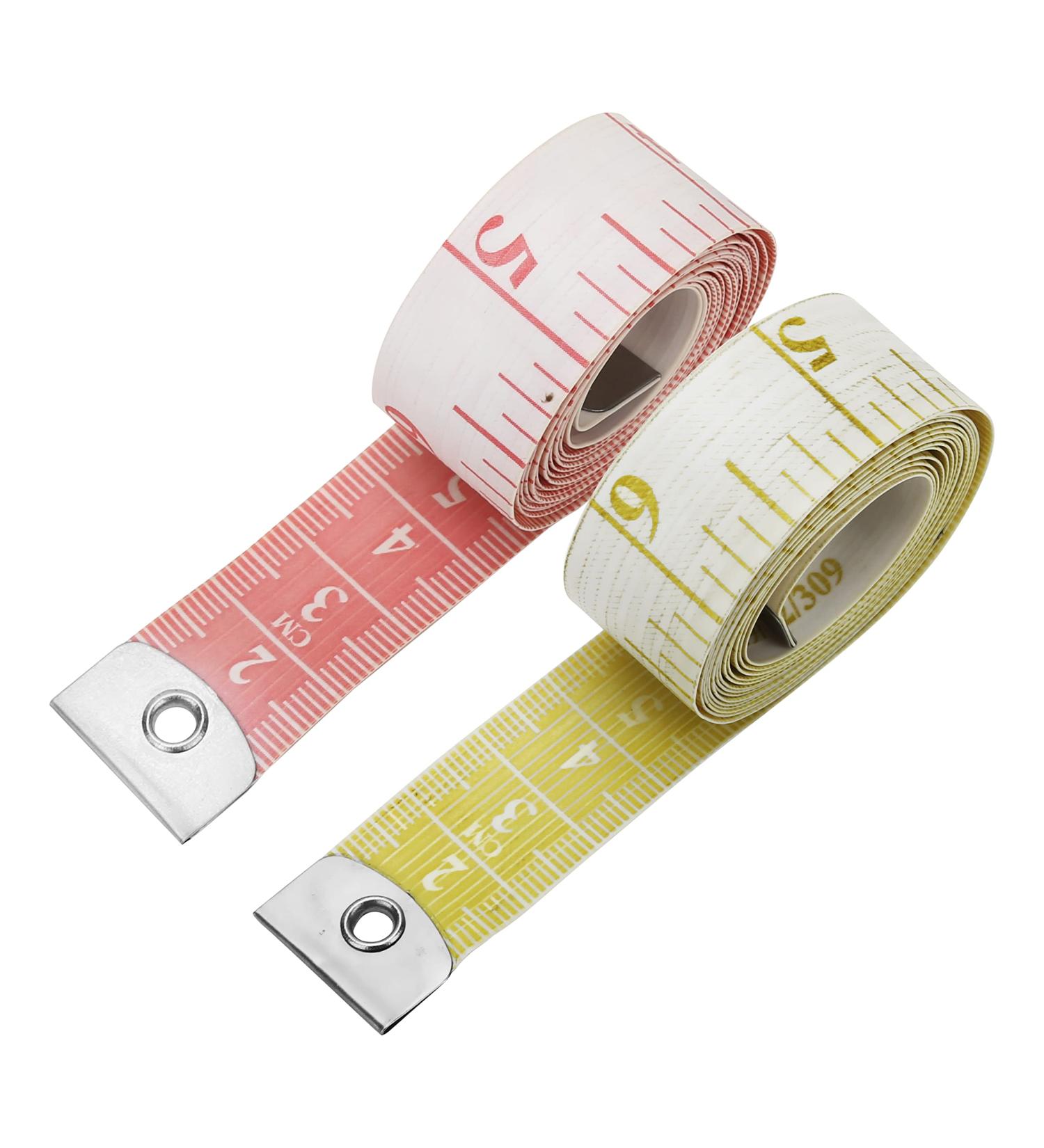 RAAJSEE Flexible Tape Measure Pack of 2 - 150cm/60inch Dual Scale Sewing Tailor Ruler for Body Weight Loss & Medical Measurements - Yellow/Peach - Buy Online on GoSupps.com