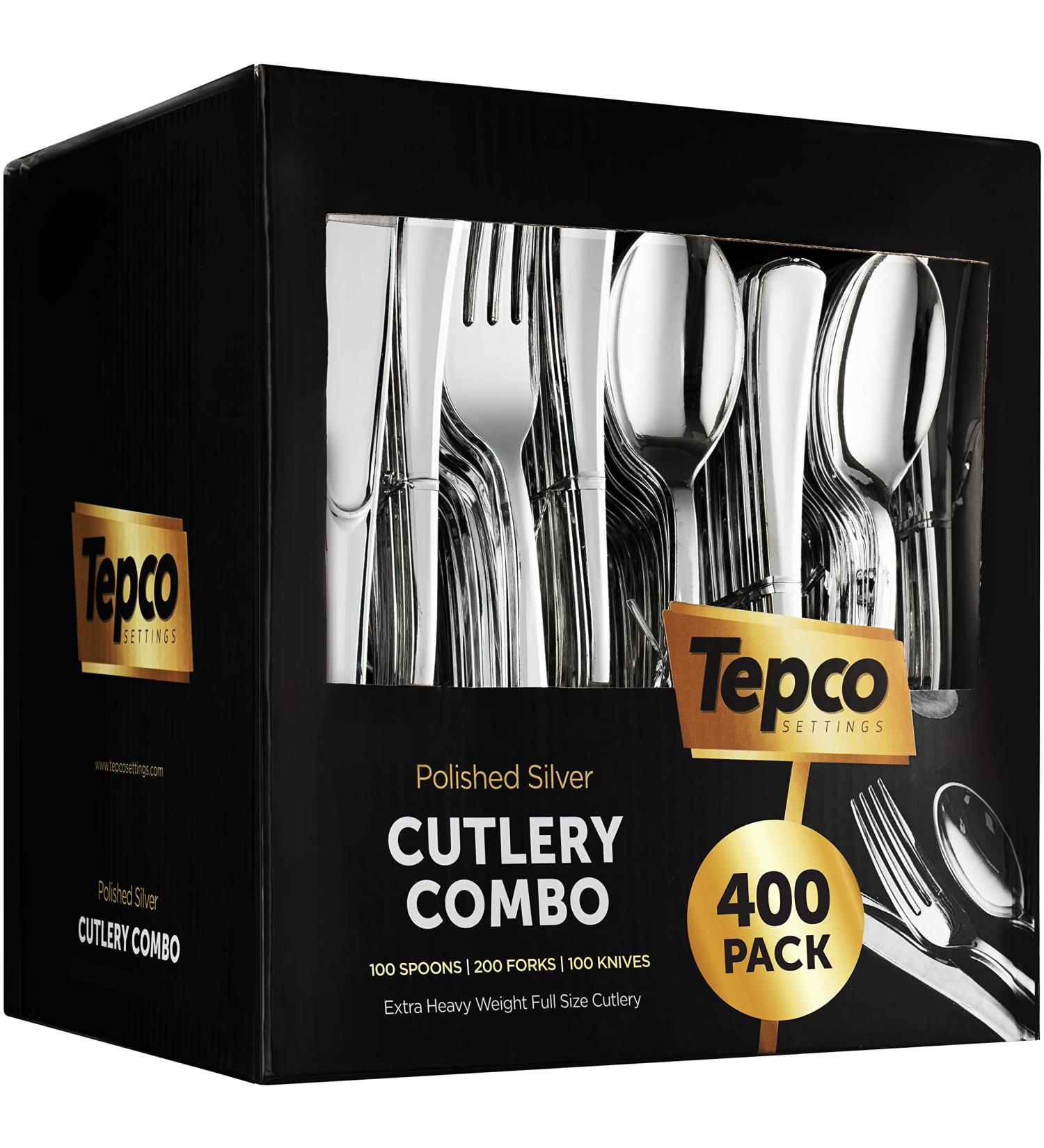 400 Piece Plastic Silverware Set - Disposable Cutlery Flatware - Heavy Duty Party Bulk Pack - 200 Forks, 100 Spoons, 100 Knives - Buy Online on GoSupps.com