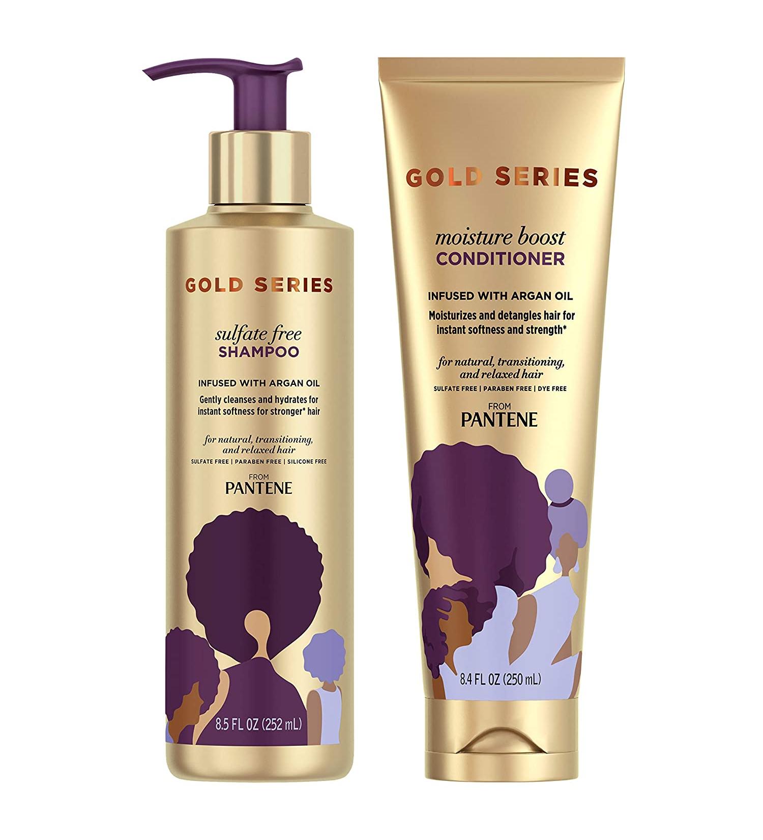 Pantene Pro-V Gold Series Shampoo and Conditioner Kit with Argan Oil - Sulfate Free  17.9 fl oz - for Natural & Curly Hair - Buy Online on GoSupps.com