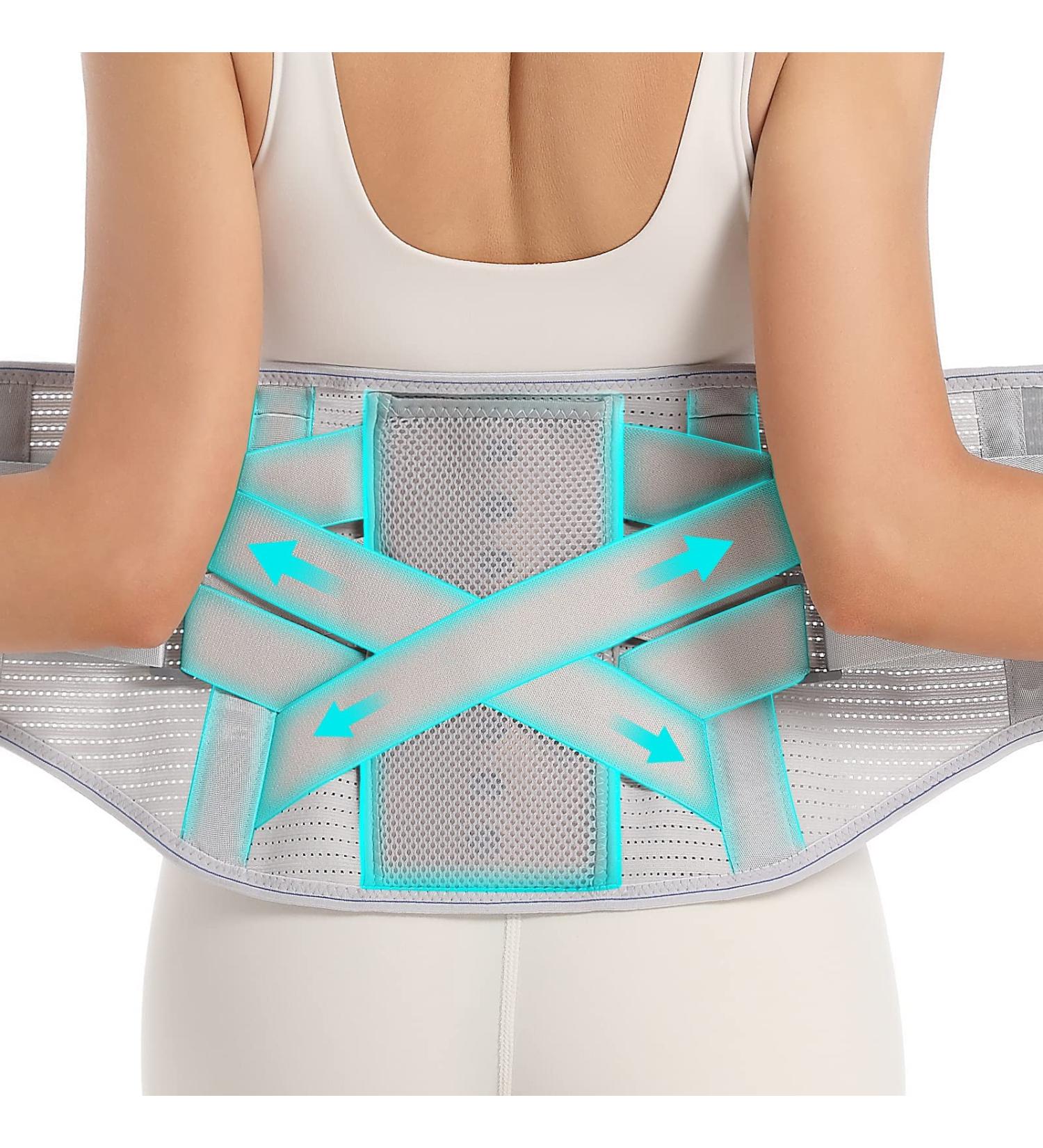 EGjoey Lower Back Brace for Herniated Disc & Sciatica Relief - Removable Stays, 2 Hardness Sets - Grey, Large - Buy Online on GoSupps.com