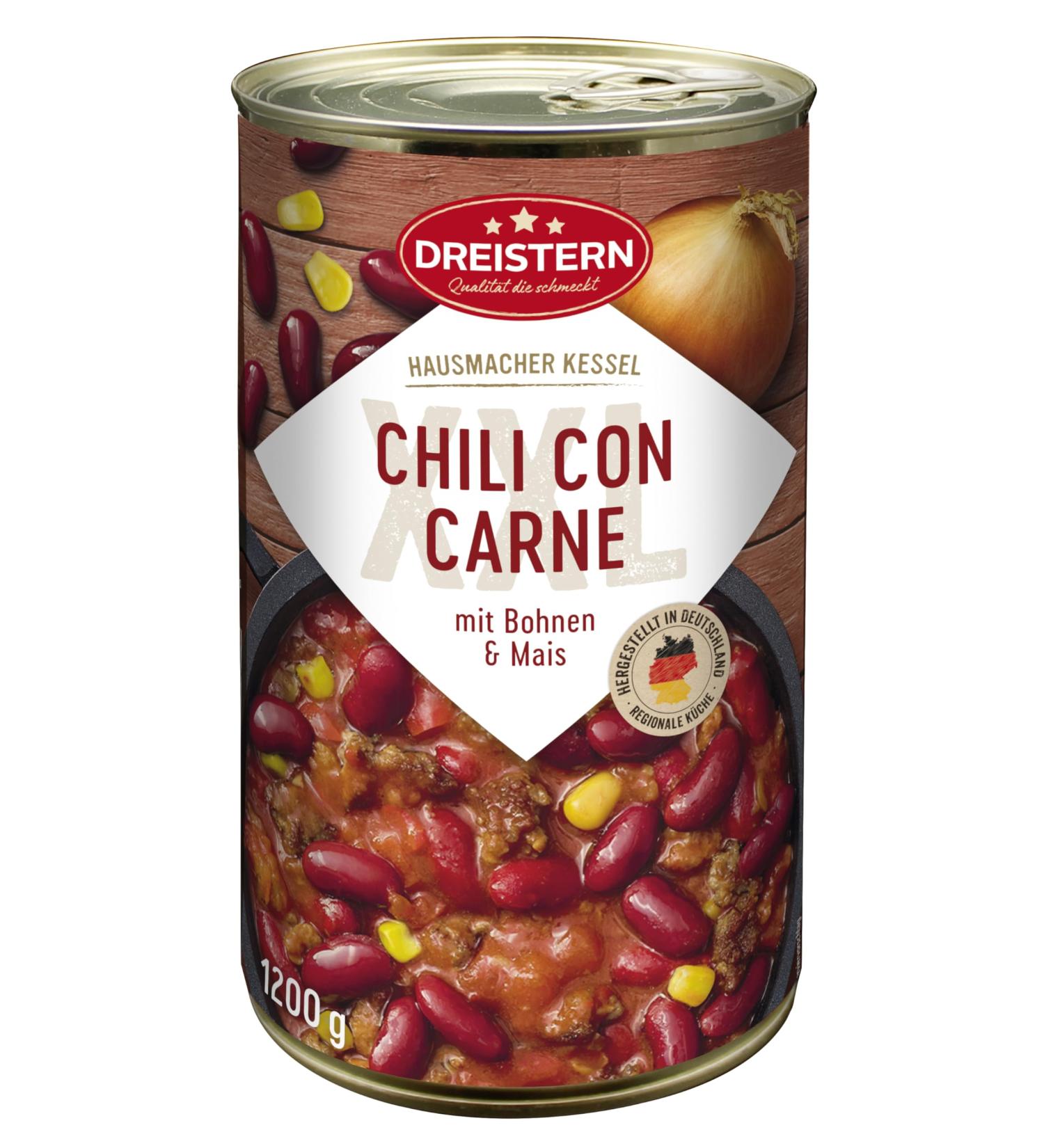 Buy Three Star Chili Con Carne 1200g XXL | Spicy Stew in Recyclable Box | Bean & Corn Filled | International Shipping Available - Buy Online on GoSupps.com