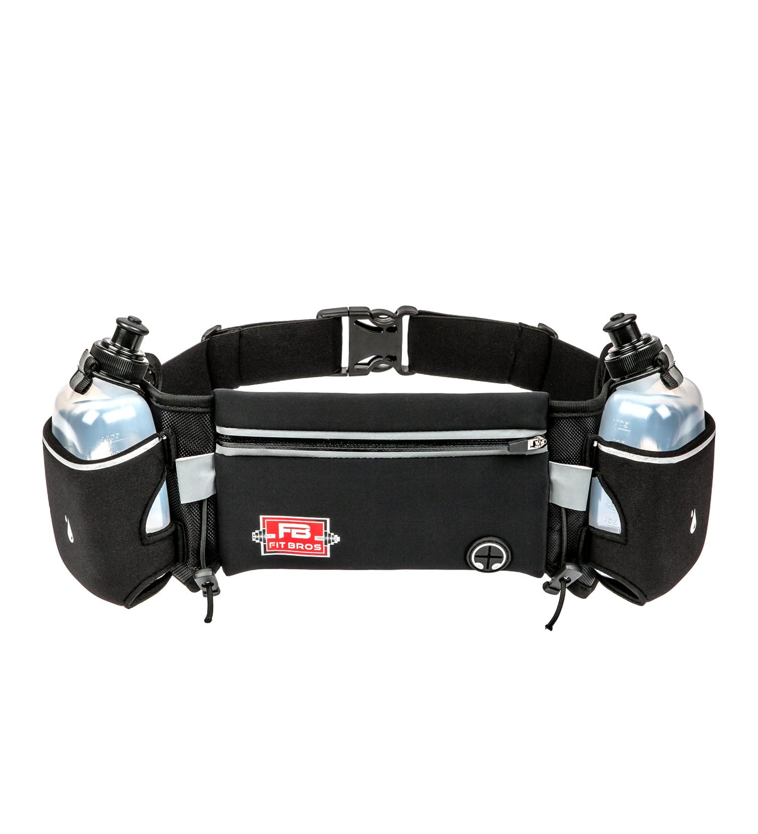 Temp Brand Adjustable Hydration Running Belt with Water Bottle Set - Black - Buy Online on GoSupps.com