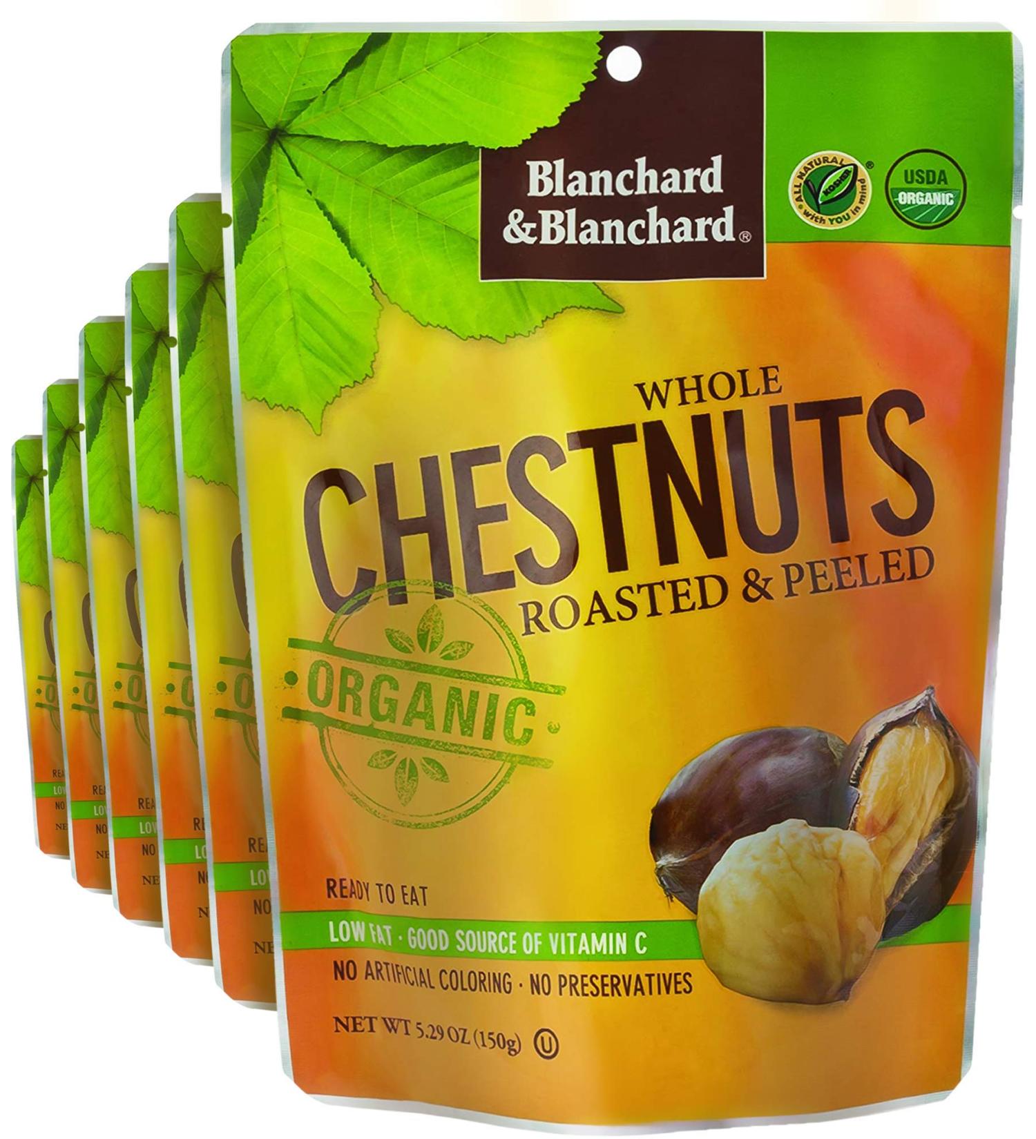 Blanchard & Blanchard Whole Chestnuts Roasted & Peeled (Organic) 5.29oz (6 Pack)