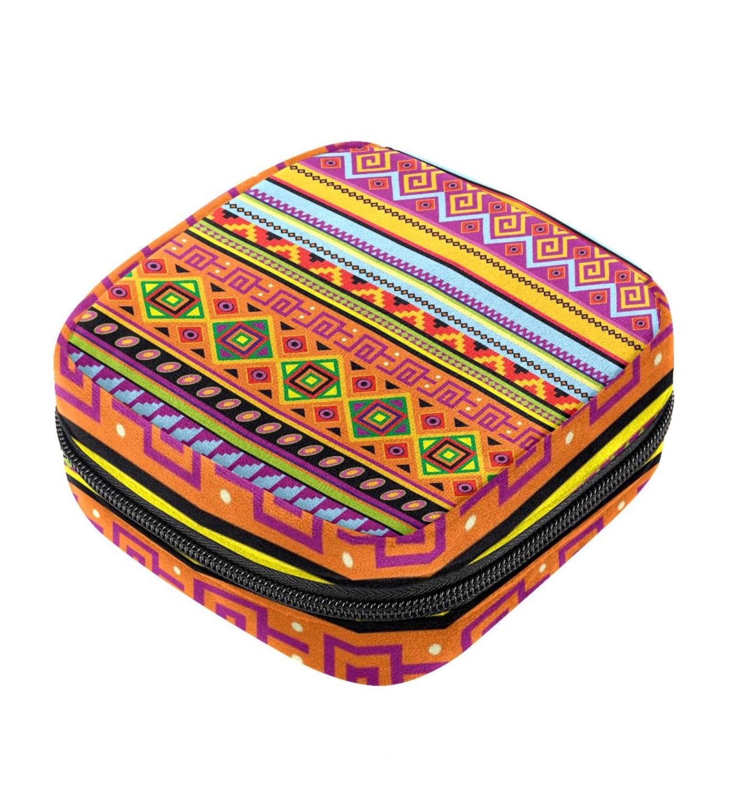 Stylish Women's Napkin Storage Bag | Mexican Geometric & American Tribal Patterns | Portable Menstrual Cup Holder & Breastfeeding Insert - Color 4 - Buy Online on GoSupps.com