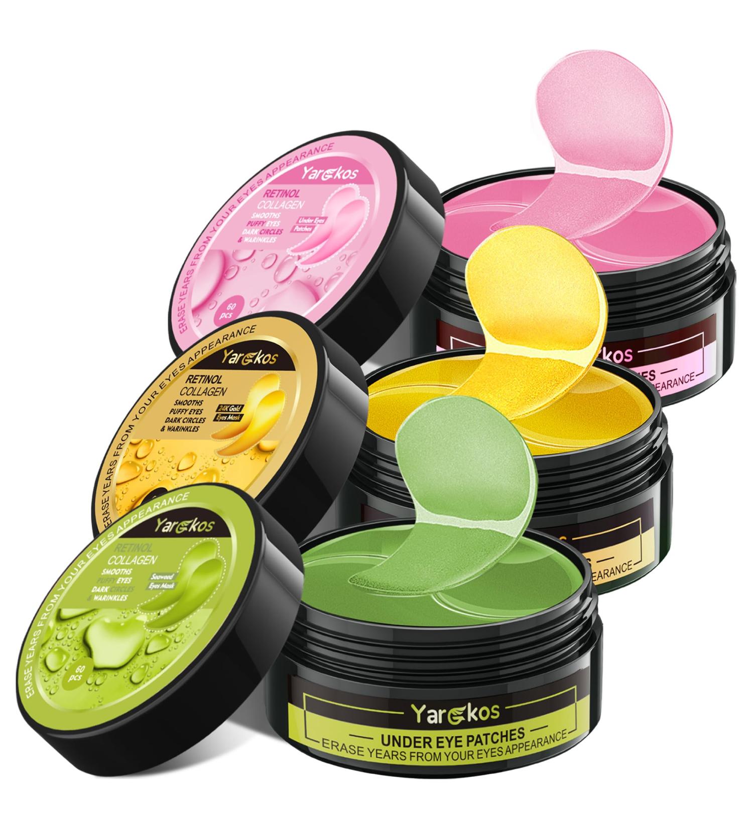 3 Packs Under Eye Patches - Hydrating Gel Masks for Dark Circles & Puffiness | 30 Pairs Green 24K Gold & Pink Collagen Pads for Women & Men - Buy Online on GoSupps.com