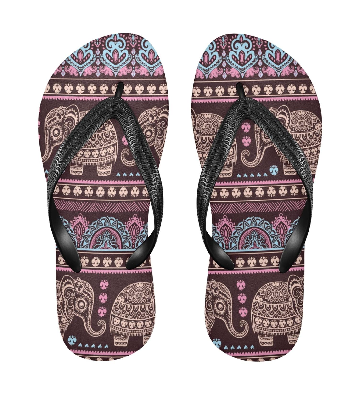 Mnsruu Tribal Elephant Flip-Flops - XL for Men & Women | Perfect for Home Hotel Spa and Travel - Buy Online on GoSupps.com
