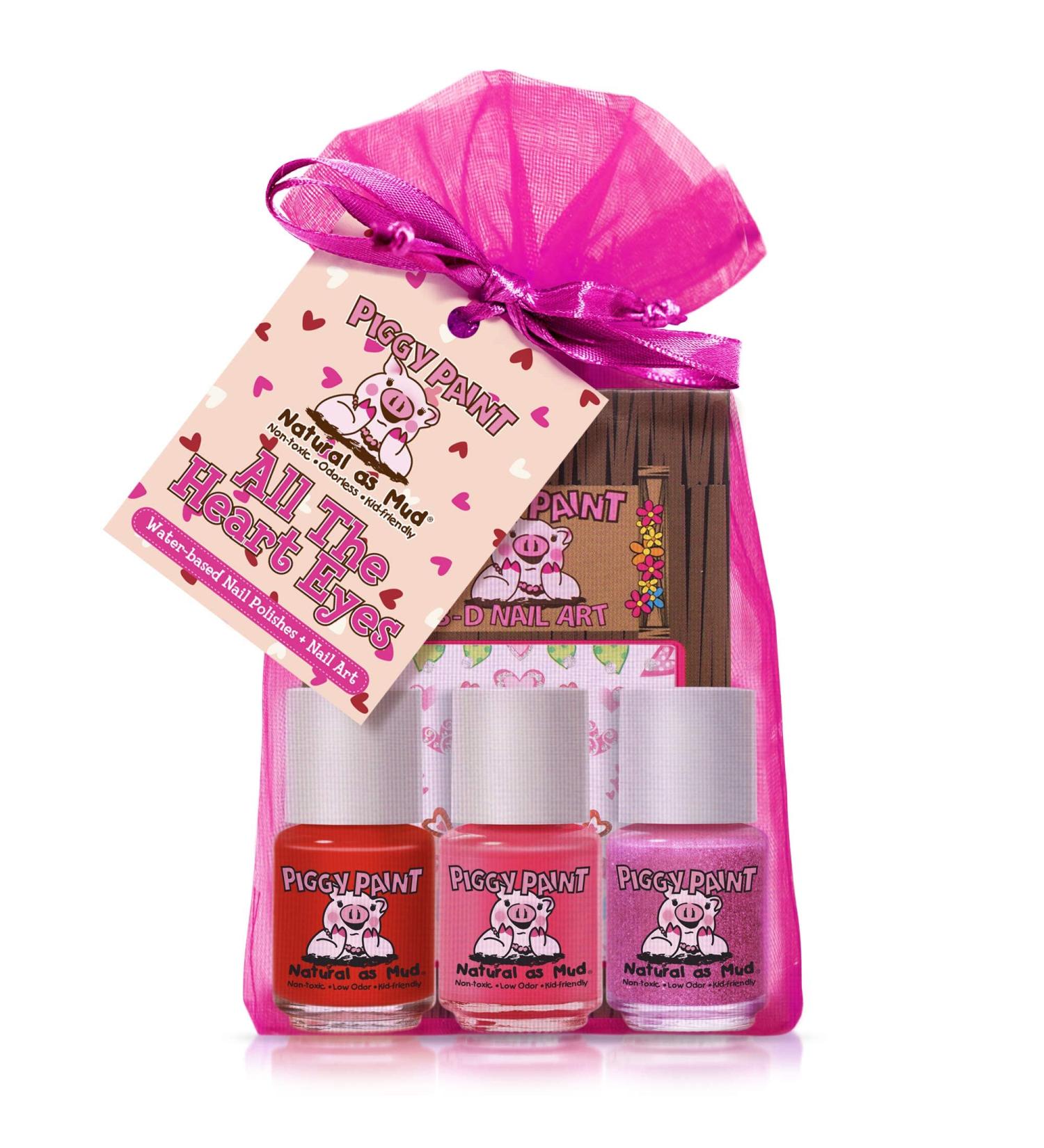 Piggy Paint All the Heart Eyes Nail Polish Set - 100% Non-Toxic, Safe, Cruelty-Free, Vegan, Low Odor for Kids - 0.5oz (Pack of 3) - Buy Online on GoSupps.com