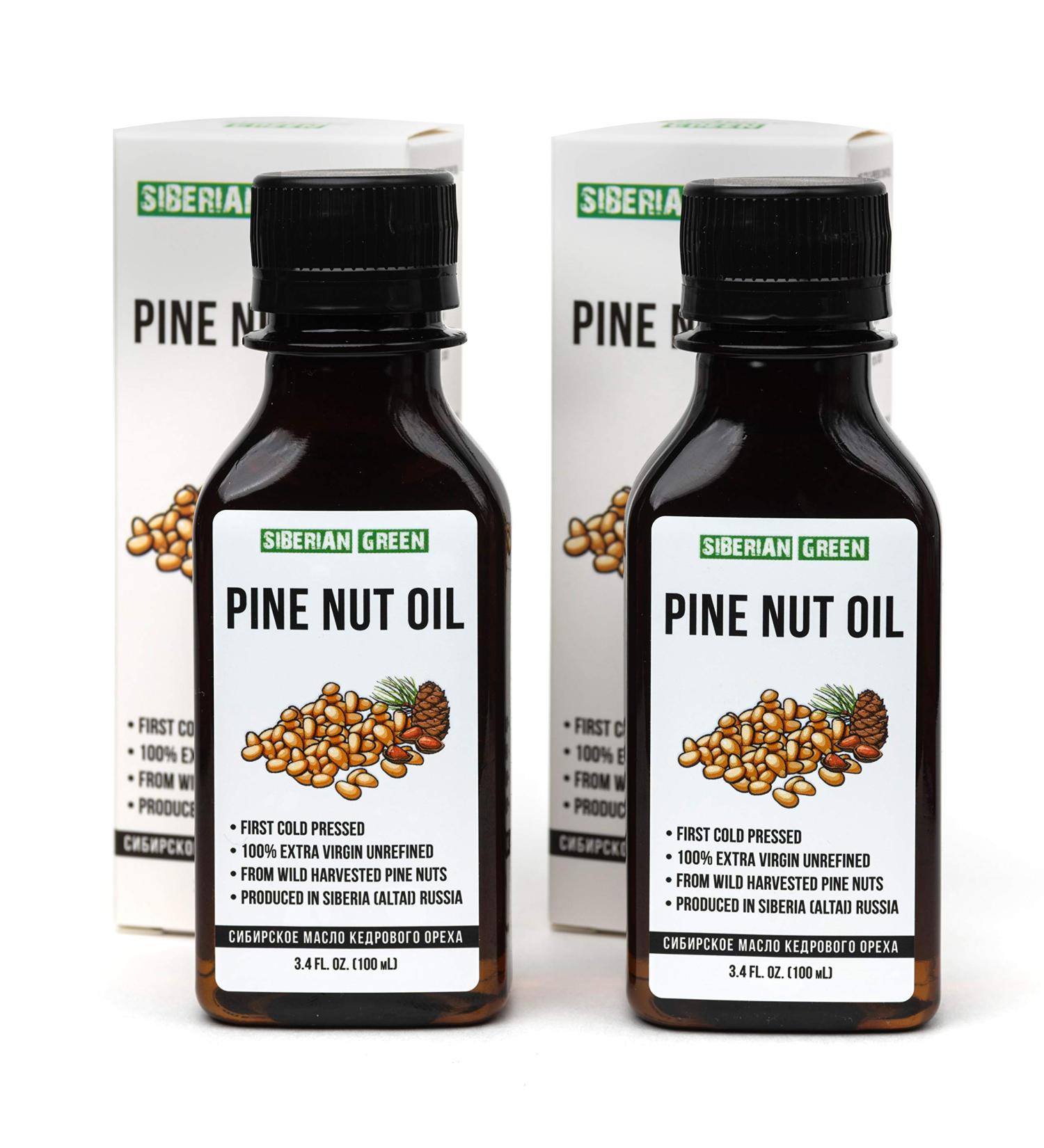 2 Pack Siberian Pine Nut Oil - 100% Natural Extra Virgin Cold Pressed, 2x100ml | Unrefined Raw No-GMO Vegan | Healthy Diet Food Grade (2 Bottles) - Buy Online on GoSupps.com
