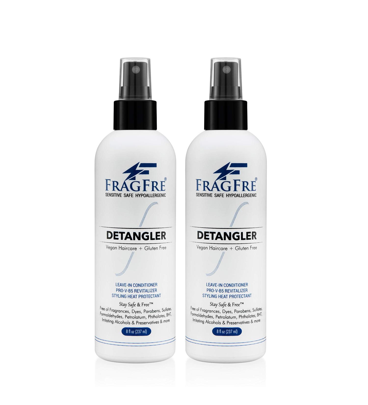 FRAGFRE Detangler 8 oz (2-Pack) - Fragrance-Free & Hypoallergenic Hair Detangler Set - Parabens Free - Leave-in Conditioner for Sensitive Skin - Vegan & Gluten-Free - Styling Heat Protectant - Buy Online on GoSupps.com