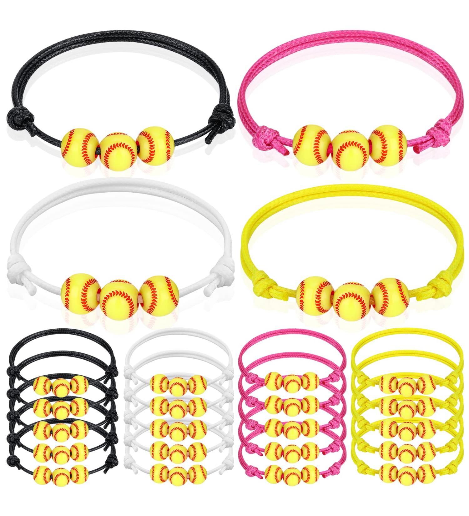20Pcs Softball Charm Bracelets - Adjustable Inspirational Sport Wristbands for Women - Ideal Softball Party Favors & Gifts for Players - Buy Online on GoSupps.com