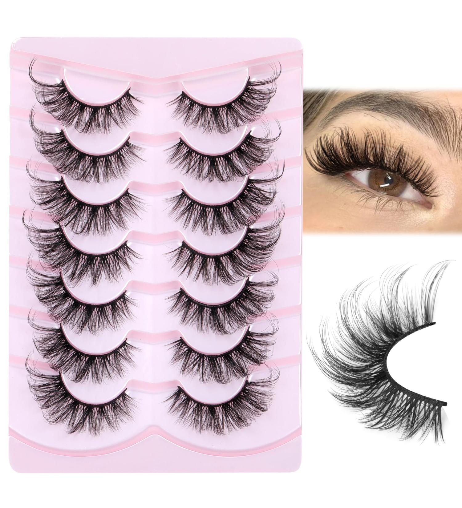 JIMIRE Cat Eye Lashes Faux Mink Fluffy Lashes Fox Eye Eyelashes 16MM Volume Fake Lashes Natural Look like Lash Extension 5D Wispy Lashes 7 Pairs Pack - Buy Online on GoSupps.com